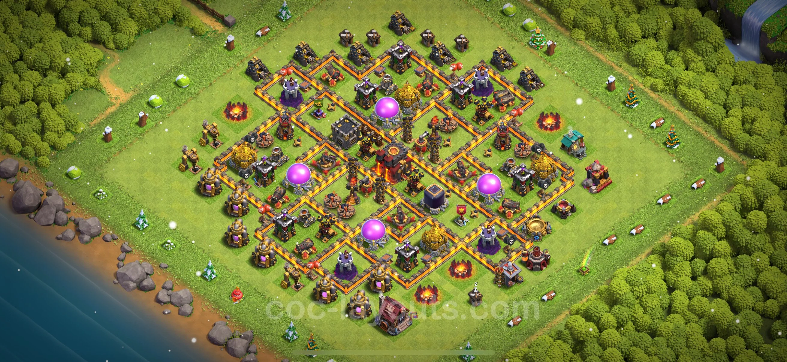 Defense (Trophy) Base TH10 with Link - plan / layout / design - Clash of Clans - (#272) — Obrona TH10