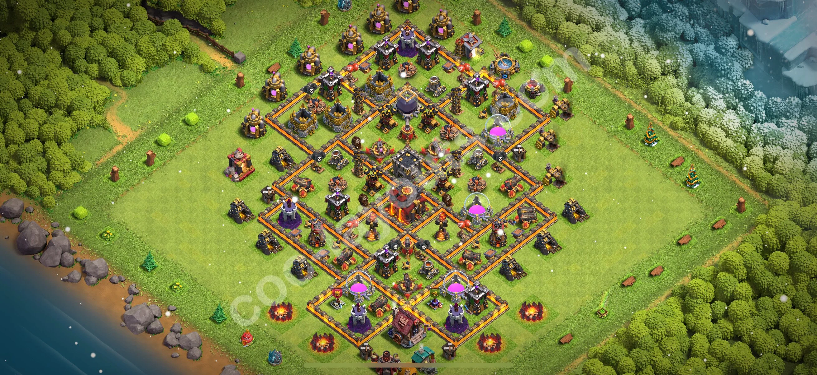 Anti 2 Stars Base TH10 with Link, Anti Everything - best plan / layout / design - Clash of Clans 2026 - (#273) — Defense TH10