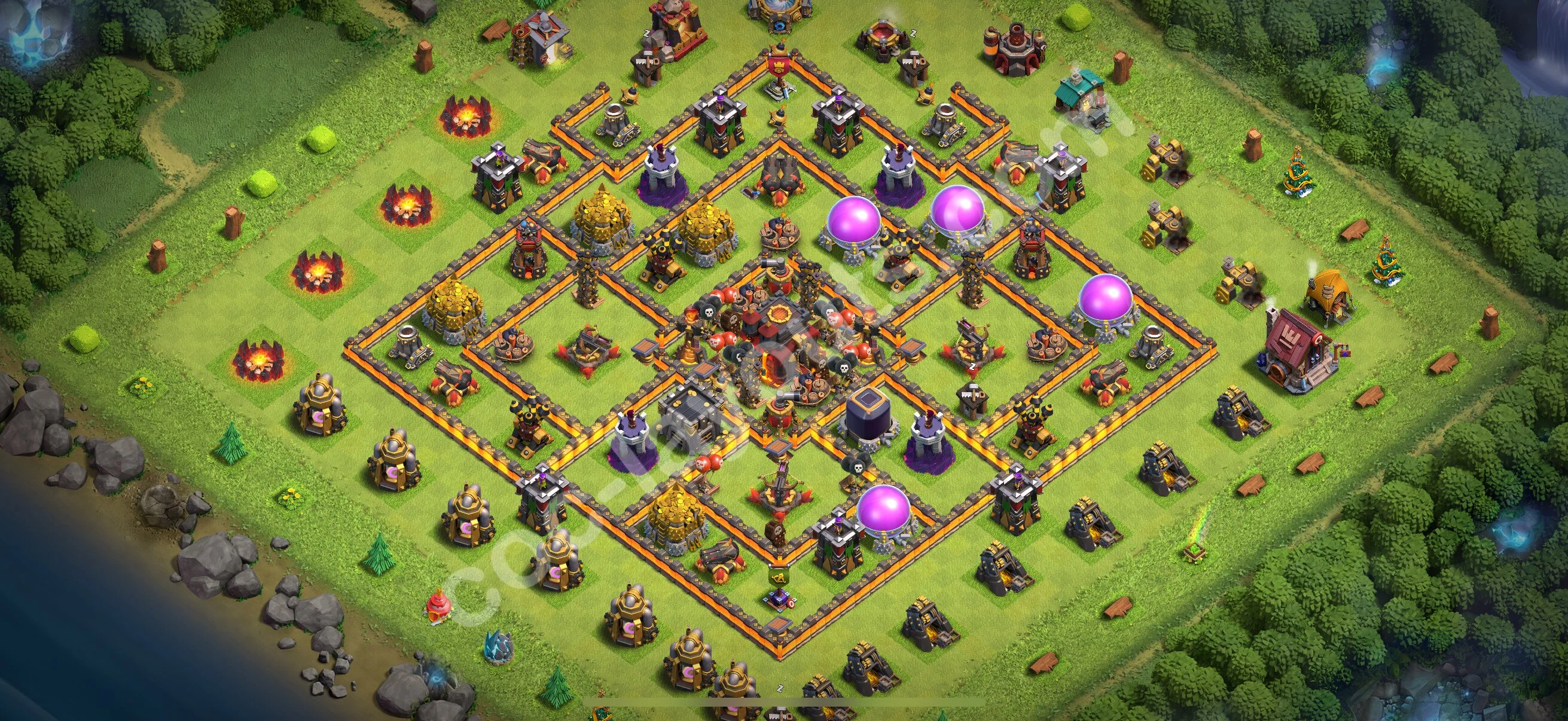 Anti 2 Stars Base TH10 with Link - best plan / layout / design - Clash of Clans 2026 - (#275) — Difesa TH10
