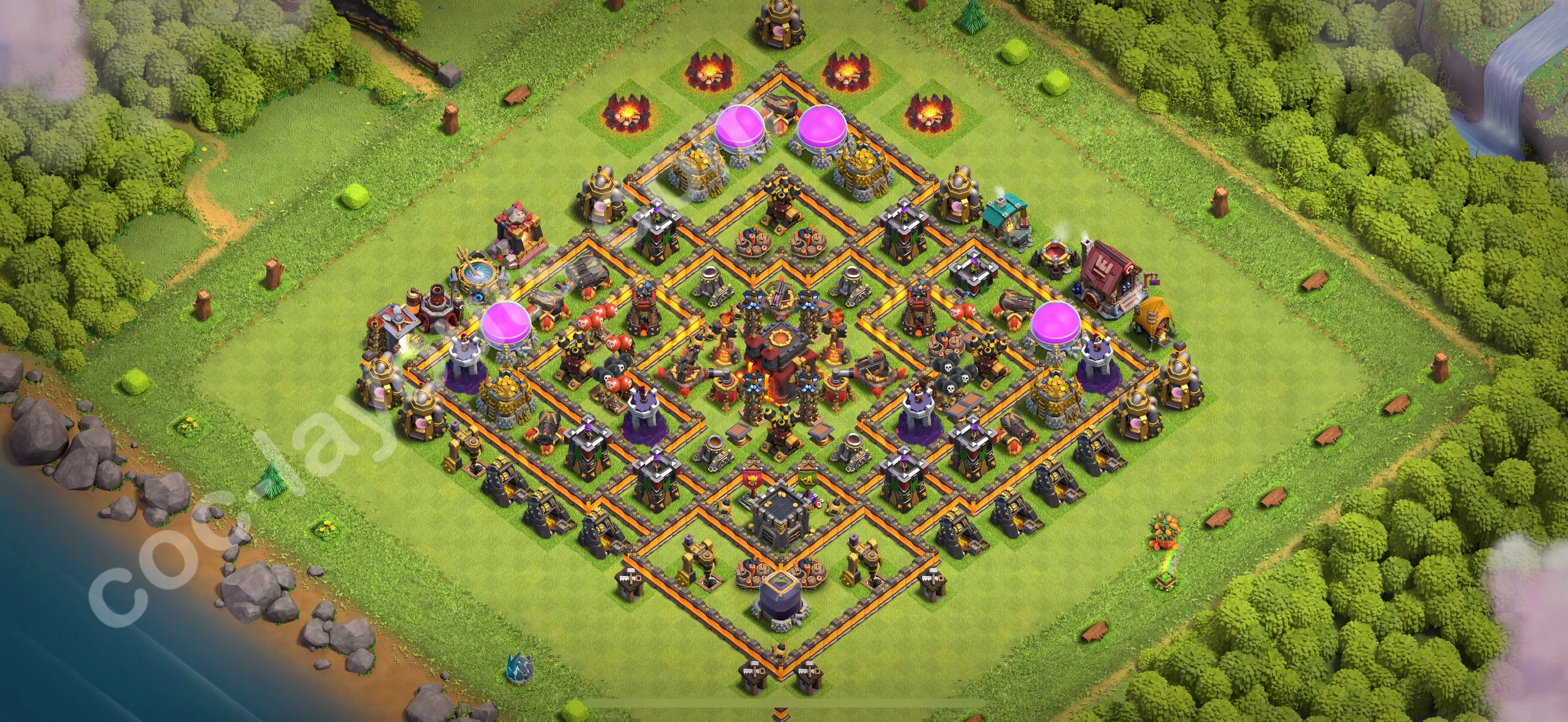 Defense (Trophy) Base TH10 with Link, Hybrid - plan / layout / design - Clash of Clans 2026 - (#276) — Obrona TH10