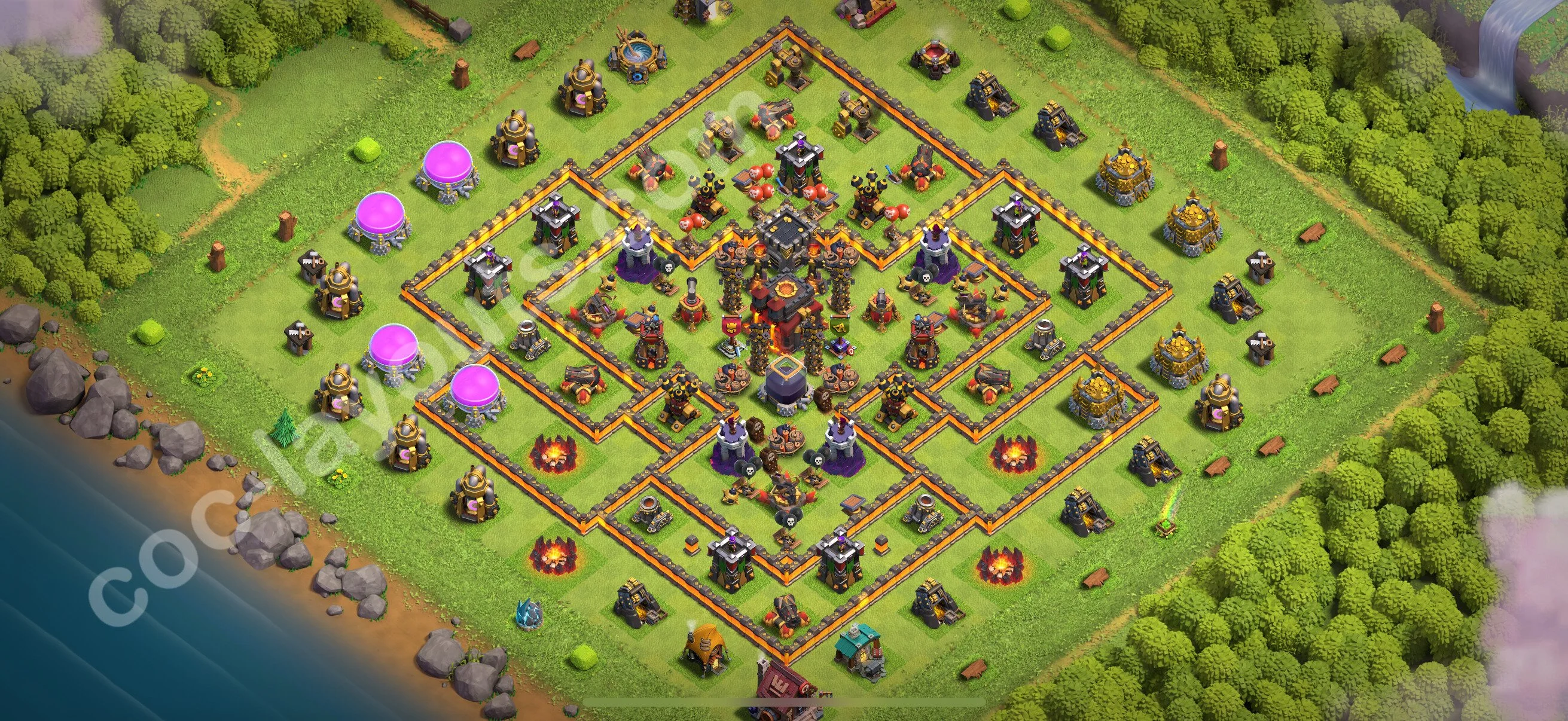 Base TH10 with Link, Hybrid Max Levels - defence plan / layout / design - Clash of Clans 2026 - (#278) — Защита TH10