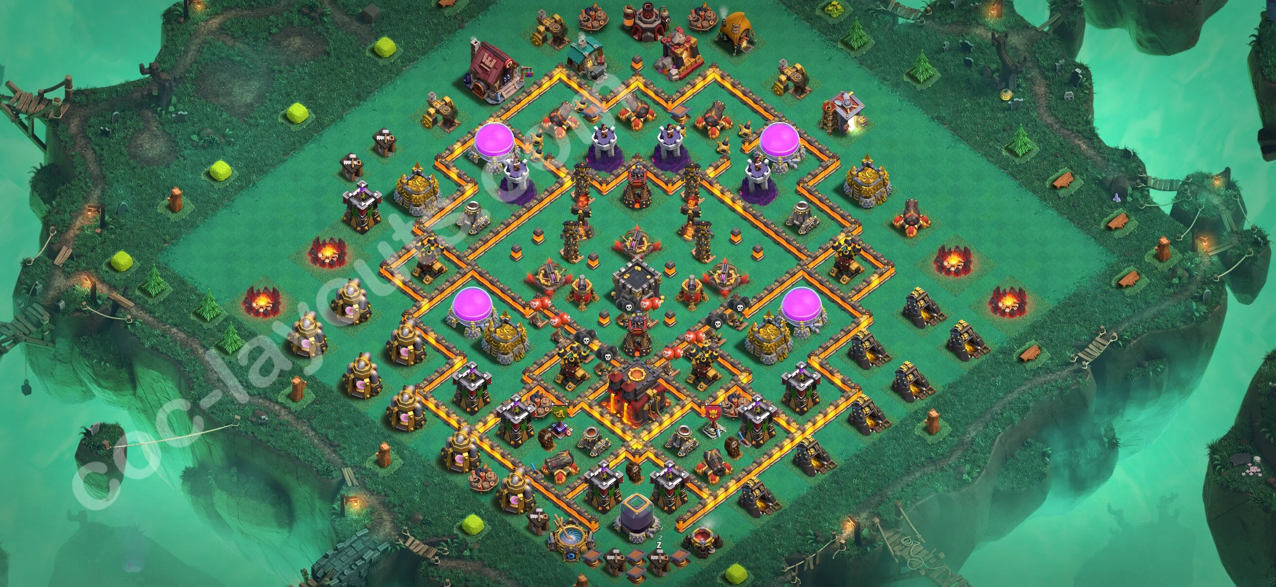Anti 2 Stars Base TH10 with Link, Anti Air / Dragon - best plan / layout / design - Clash of Clans 2026 - (#280) — Defense TH10