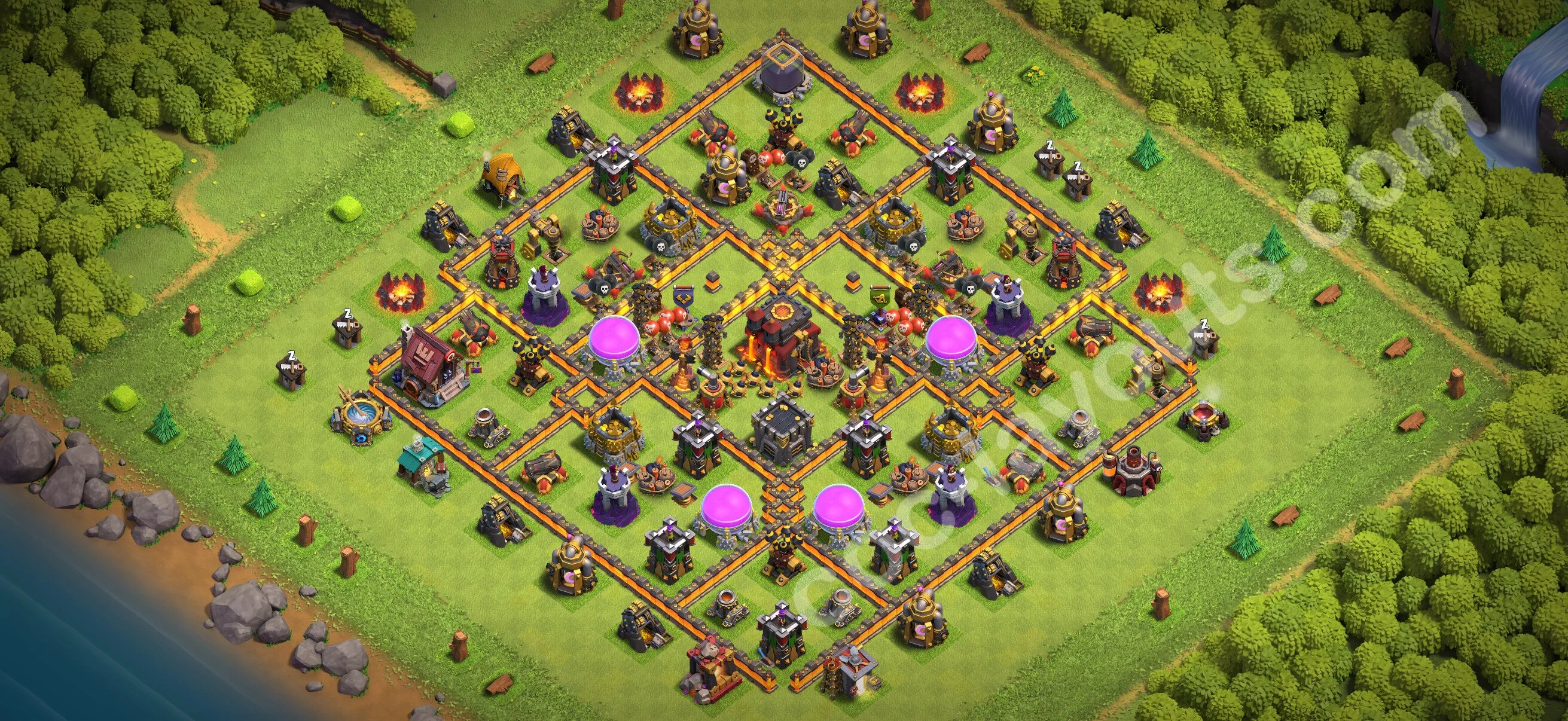 Anti 3 Stars Base TH10 with Link, Hybrid - best plan / layout / design - Clash of Clans 2026 - (#282) — Défense TH10