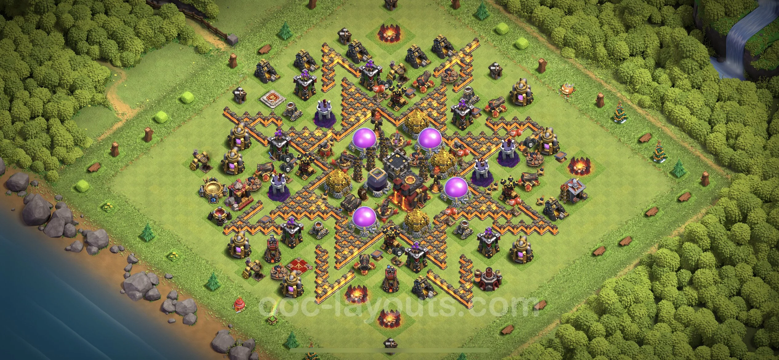 Farming Base TH10 Max Levels with Link, Hybrid - plan / layout / design - Clash of Clans - (#163)
