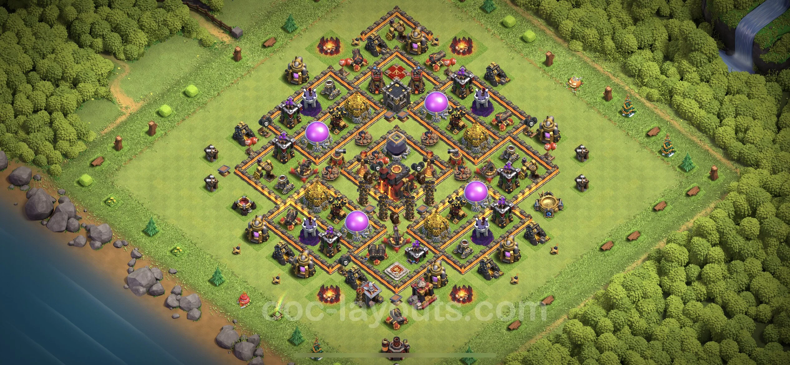 Farming Base TH10 with Link, Anti 2 Stars, Hybrid - plan / layout / design - Clash of Clans - (#166)