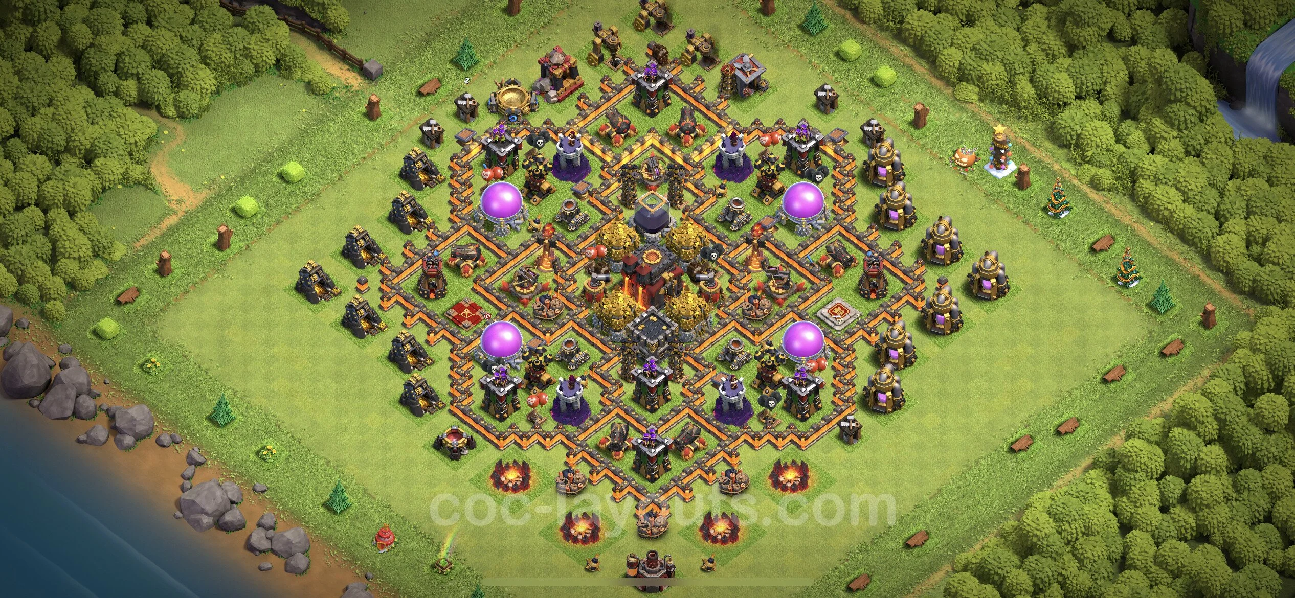 Farming Base TH10 with Link, Anti 2 Stars, Hybrid - plan / layout / design - Clash of Clans - (#167)