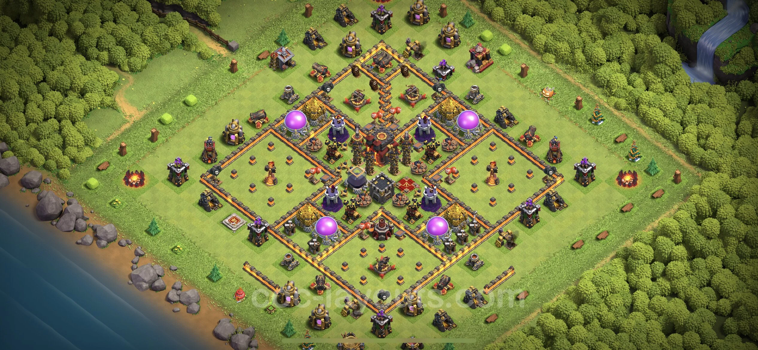 Farming Base TH10 with Link, Anti 3 Stars - plan / layout / design - Clash of Clans - (#169)
