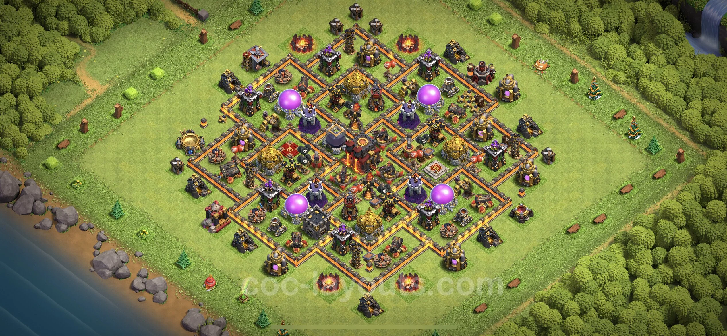 Farming Base TH10 with Link, Anti 3 Stars, Hybrid - plan / layout / design - Clash of Clans - (#170) — Farm TH10