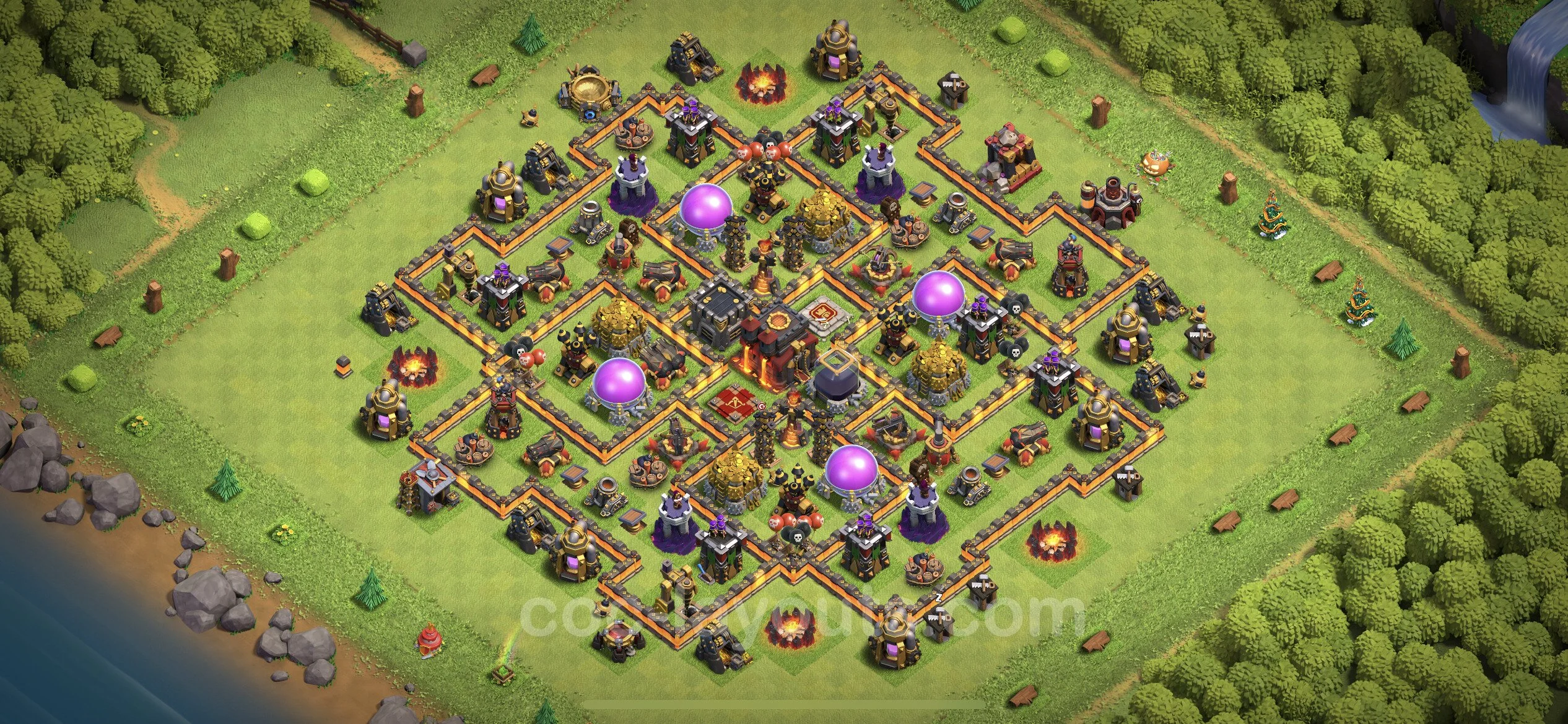 Farming Base TH10 with Link, Anti 2 Stars, Hybrid - plan / layout / design - Clash of Clans - (#175) — Farm TH10