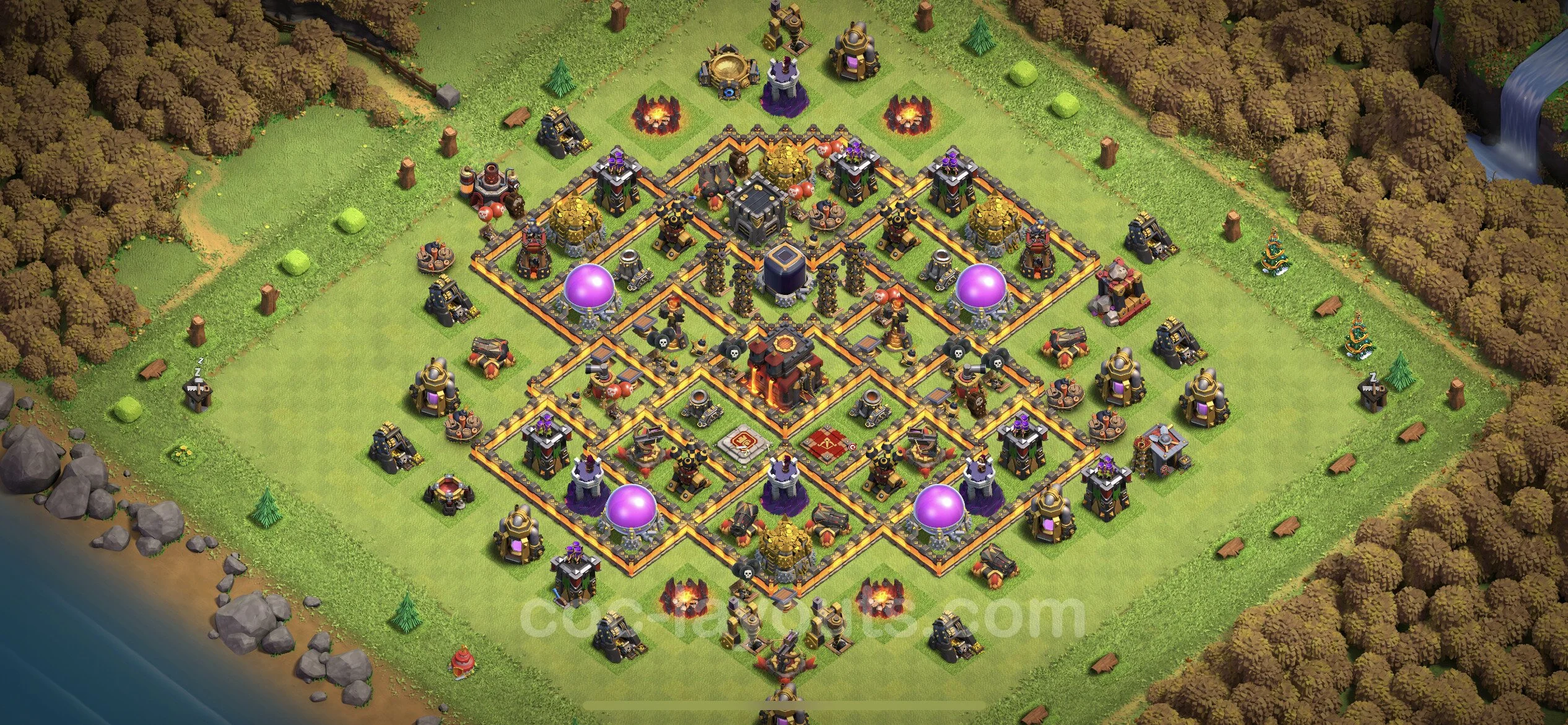 Farming Base TH10 with Link, Anti 3 Stars, Anti Everything - plan / layout / design - Clash of Clans - (#184) — Farma TH10