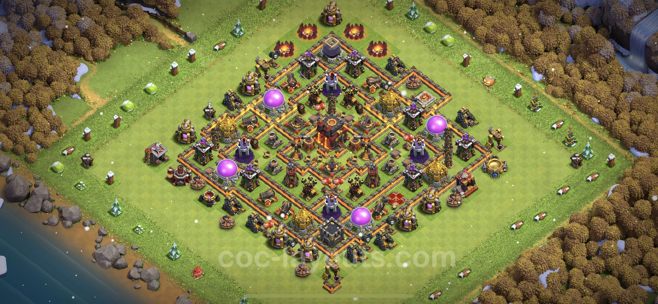 Farming Base TH10 with Link, Anti Air / Dragon, Hybrid - plan / layout / design - Clash of Clans - (#190) — Farm TH10