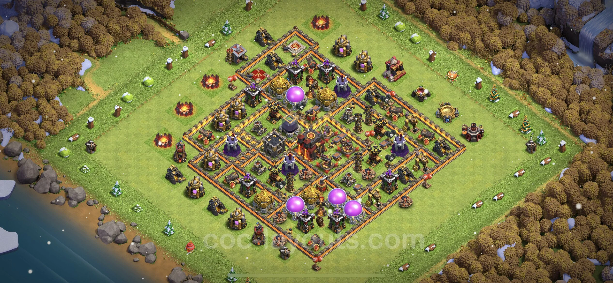 Farming Base TH10 with Link, Anti Air / Dragon, Hybrid - plan / layout / design - Clash of Clans - (#193) — Farm TH10