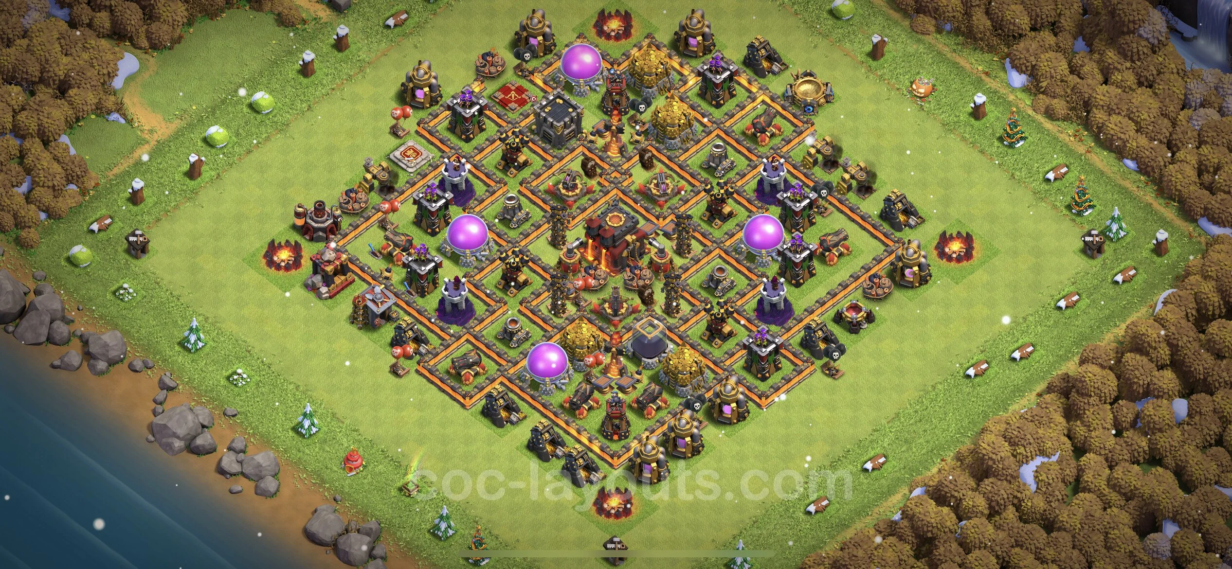 Farming Base TH10 with Link, Anti 3 Stars, Anti Everything - plan / layout / design - Clash of Clans - (#197) — Farm TH10