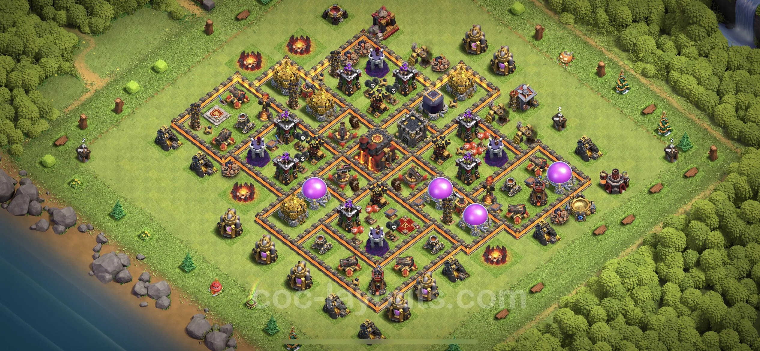 Farming Base TH10 with Link, Anti 3 Stars, Hybrid - plan / layout / design - Clash of Clans - (#198) — Farm TH10
