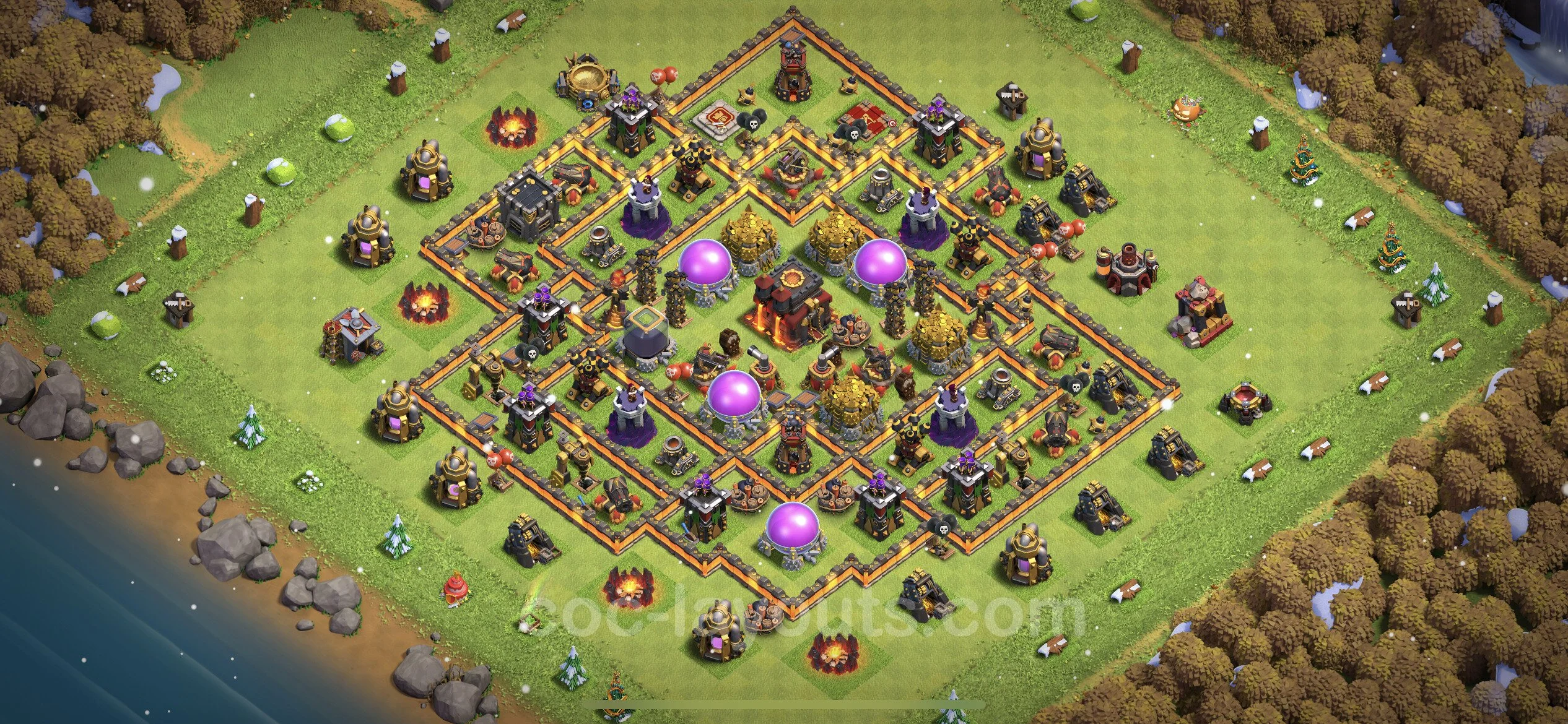 Farming Base TH10 with Link, Anti 3 Stars, Hybrid - plan / layout / design - Clash of Clans - (#199) — Фарм TH10