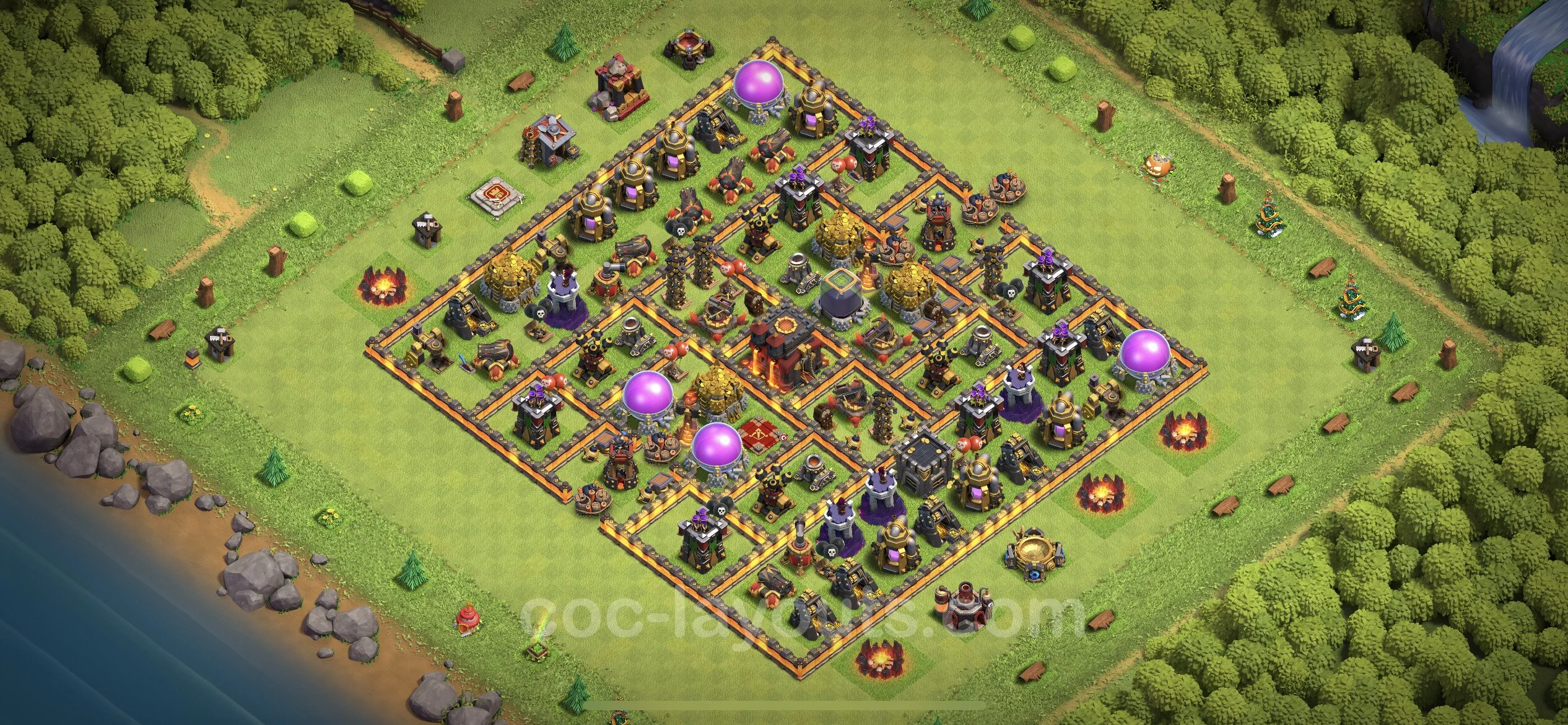 Farming Base TH10 with Link, Anti Everything, Hybrid - plan / layout / design - Clash of Clans - (#200) — फ़ार्मिंग TH10