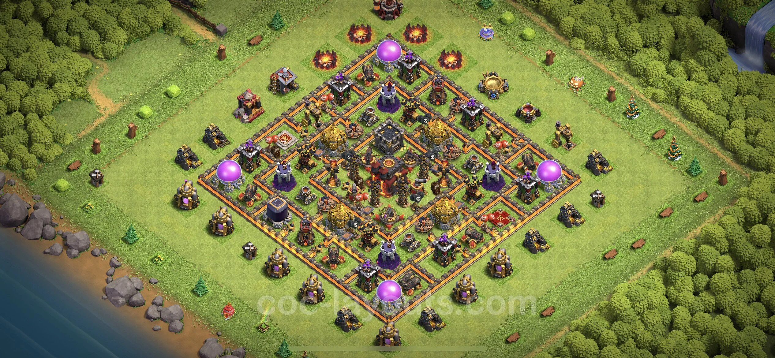 Farming Base TH10 with Link, Anti 2 Stars, Hybrid - plan / layout / design - Clash of Clans - (#211) — Farm TH10