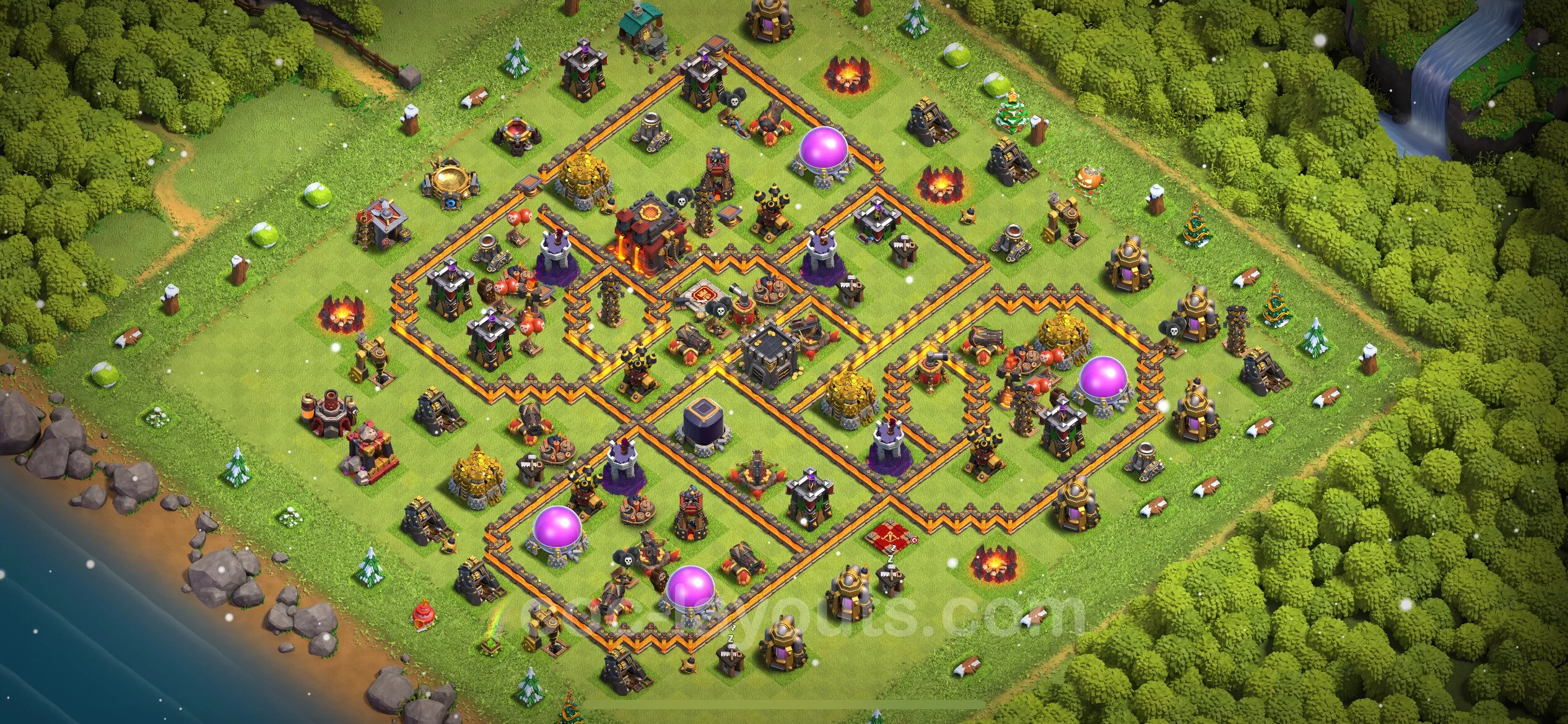 Farming Base TH10 with Link, Anti 3 Stars, Anti Everything - plan / layout / design - Clash of Clans - (#214) — Farm TH10