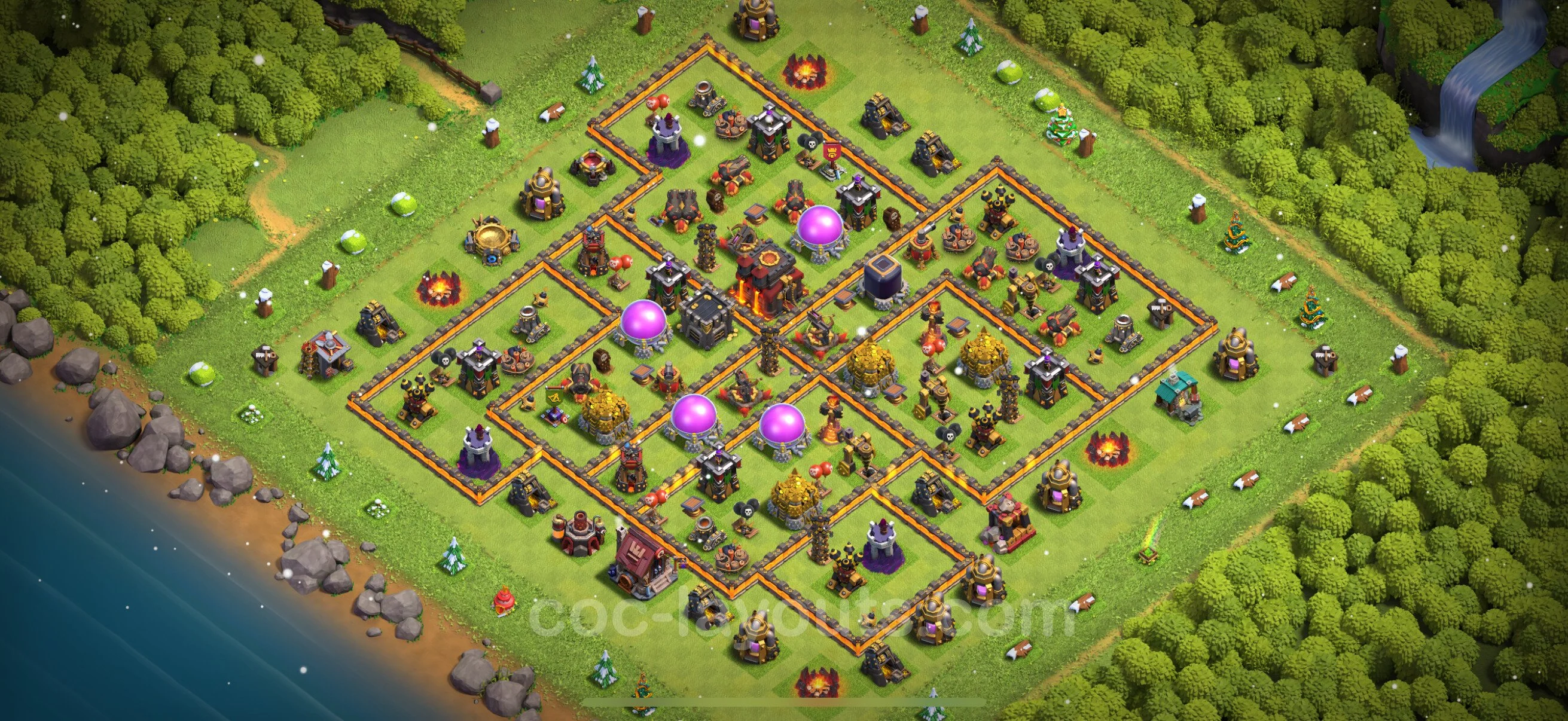 Farming Base TH10 with Link, Anti 3 Stars - plan / layout / design - Clash of Clans - (#220) — Farma TH10