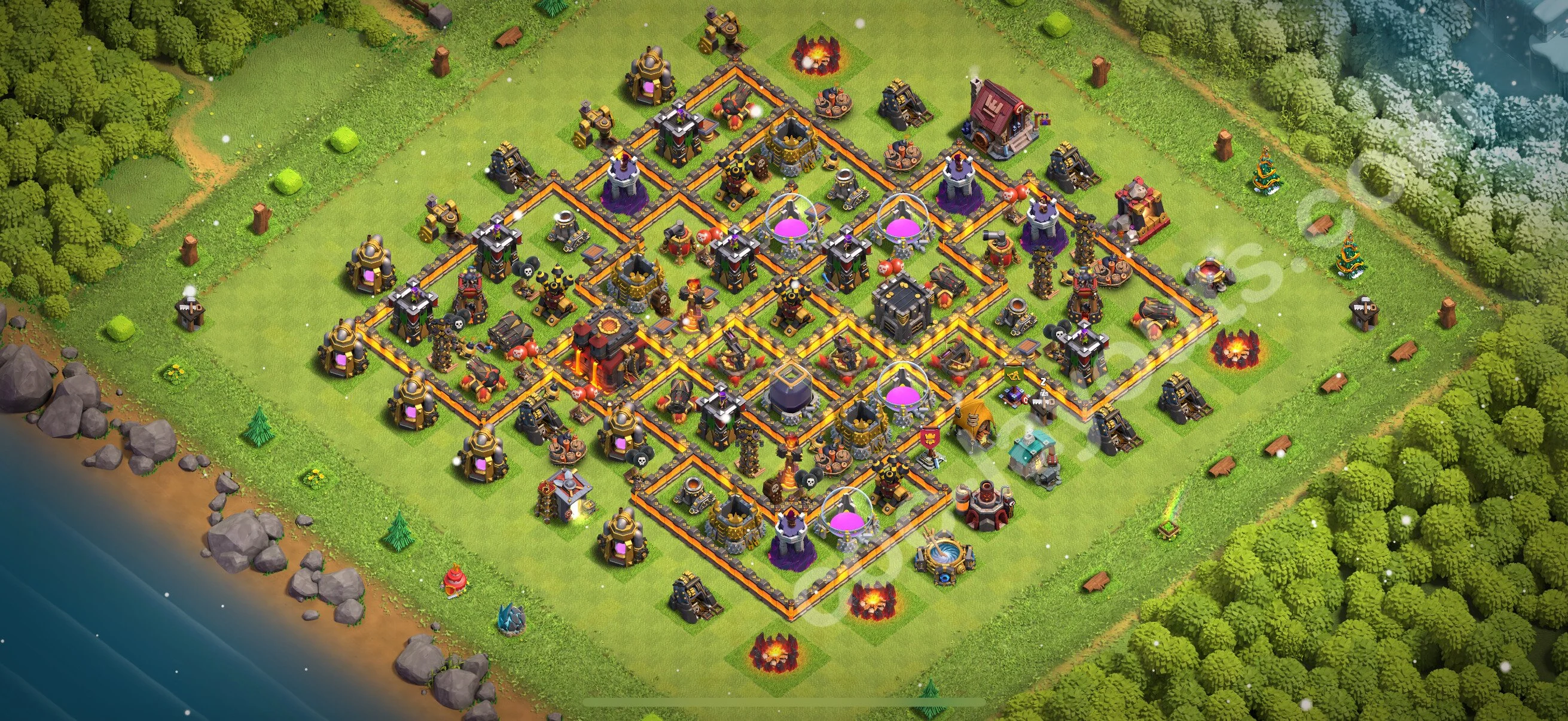 Farming Base TH10 with Link, Anti Air / Dragon - plan / layout / design - Clash of Clans 2026 - (#223) — Farm TH10