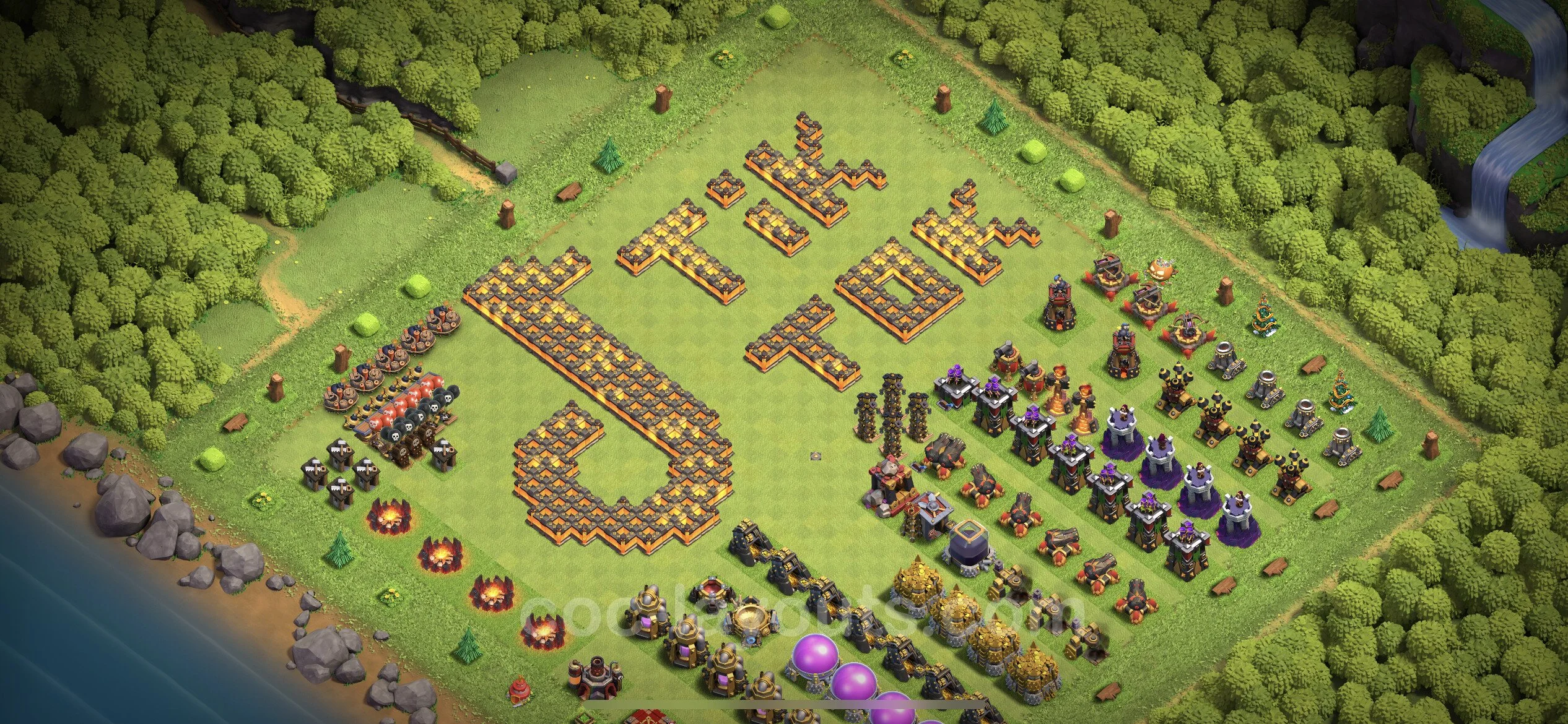 Top Troll Funny Base TH10 with Link - Funny Art Plan - Clash of Clans - (#13) — Spaß TH10