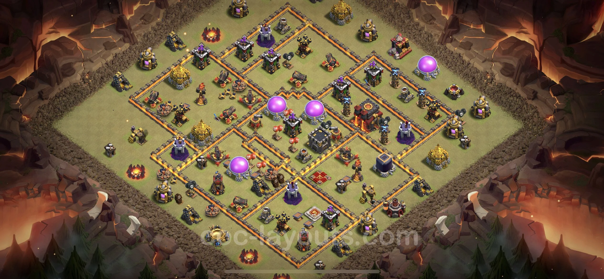 Top War Base TH10 with Link, Anti 3 Stars - Max Levels CWL Plan - Clash of Clans - (#137) — Oorlog BH10