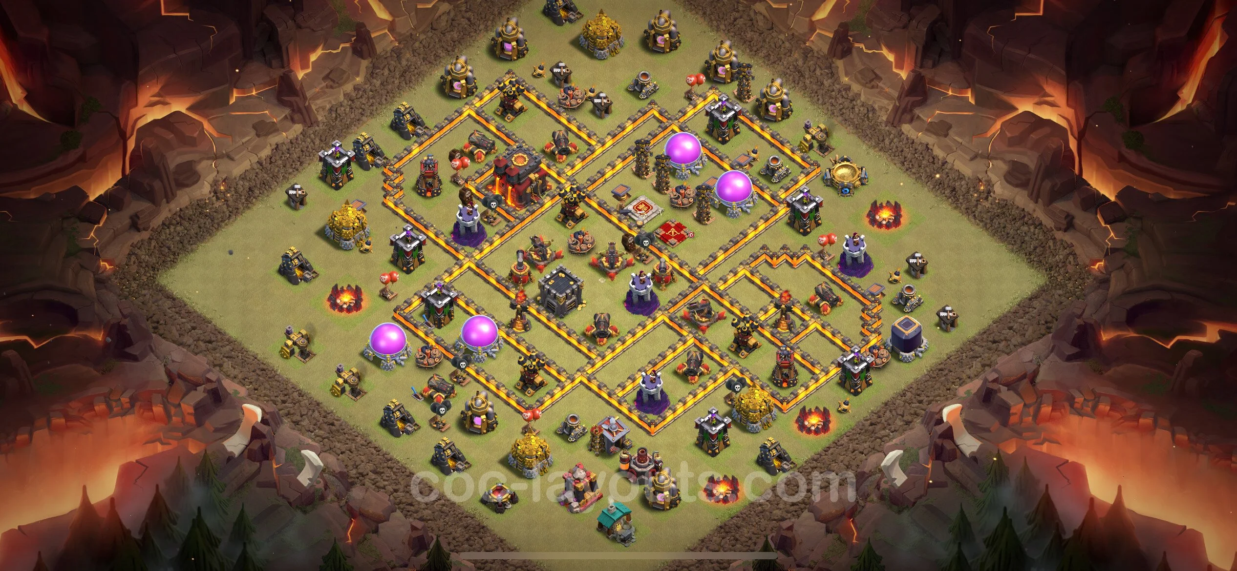 Top War Base TH10 with Link, Anti Air / Dragon - Anti 3 Stars CWL Plan - Clash of Clans - (#143) — Guerre BH10