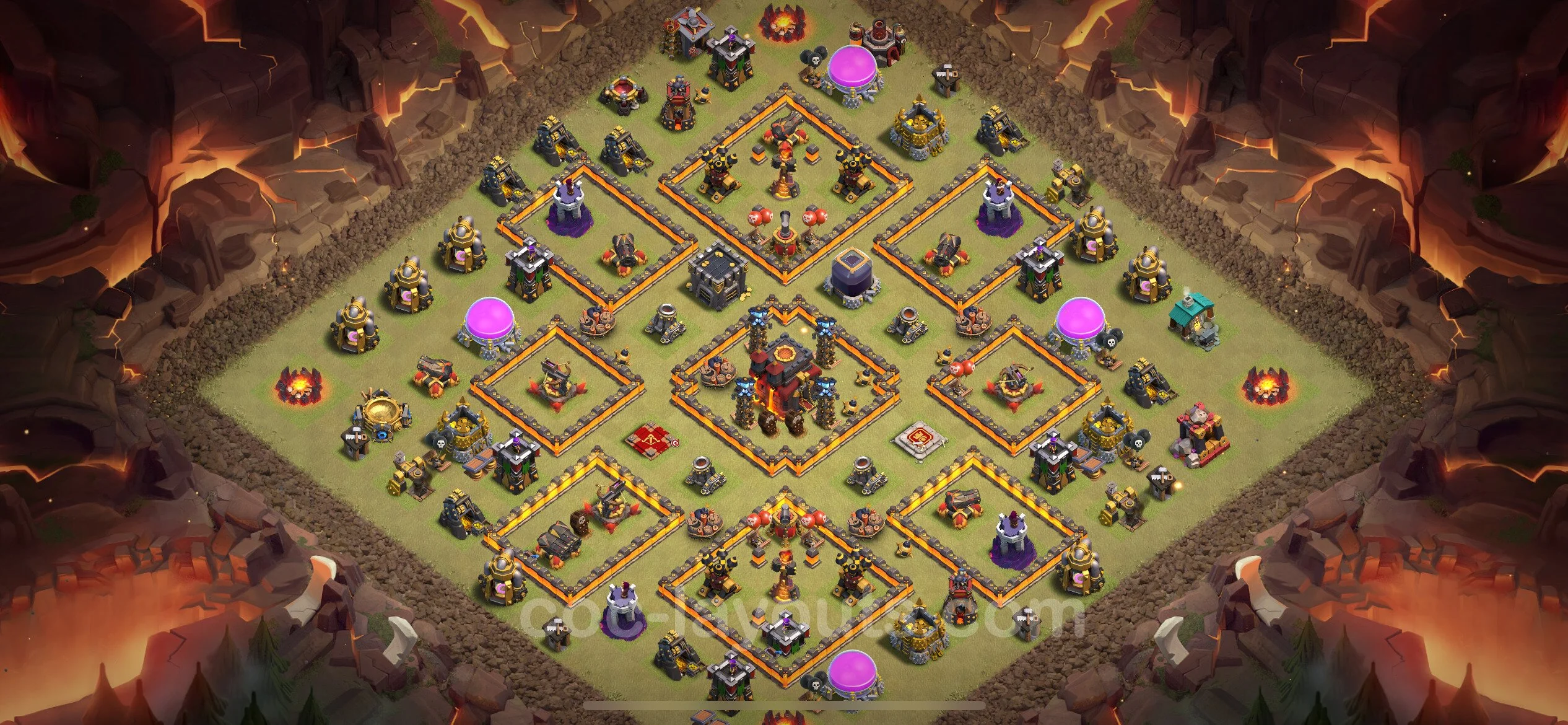 Top War Base TH10 with Link, Anti Everything - Anti 2 Stars CWL Plan - Clash of Clans - (#147) — Guerre BH10