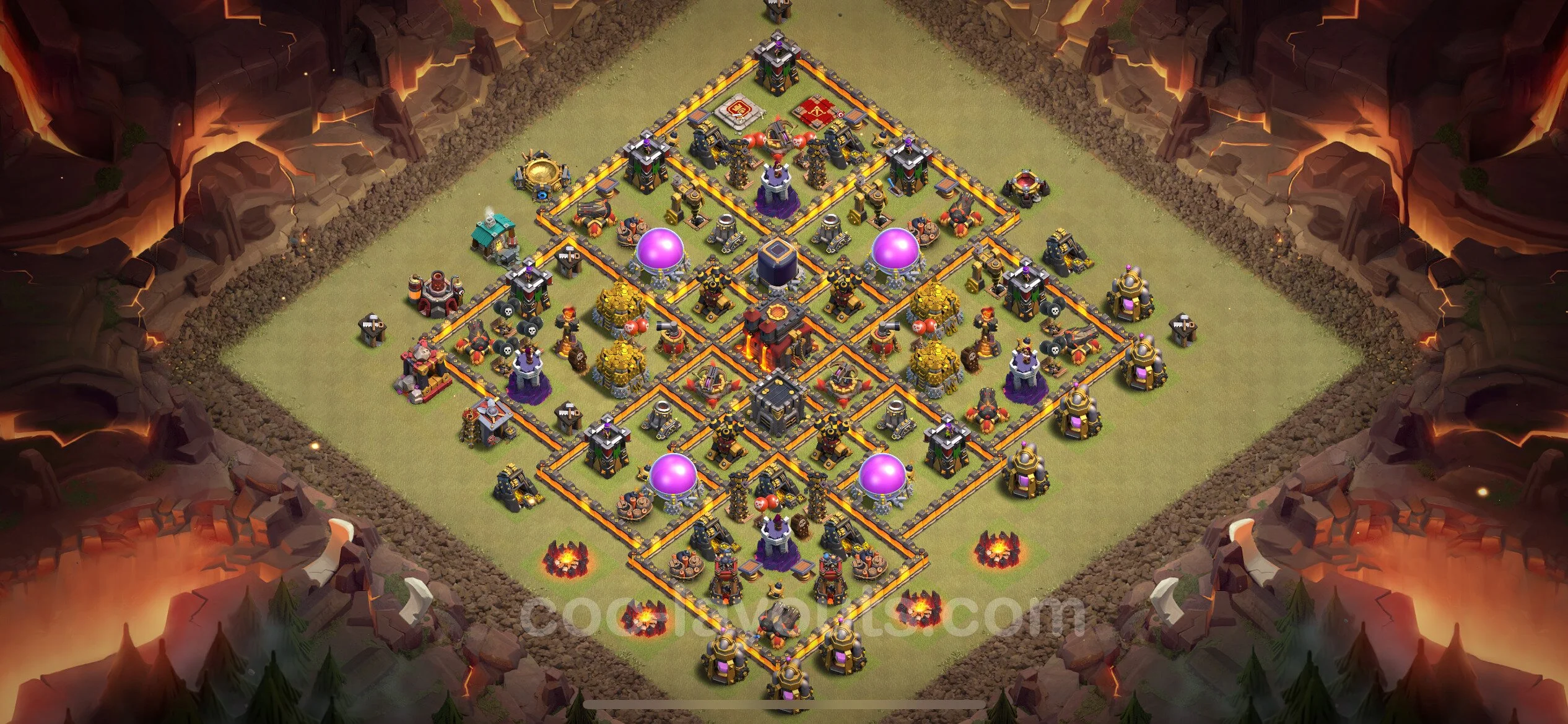 Top War Base TH10 with Link, Hybrid - Max Levels CWL Plan - Clash of Clans - (#155) — वॉर BH10