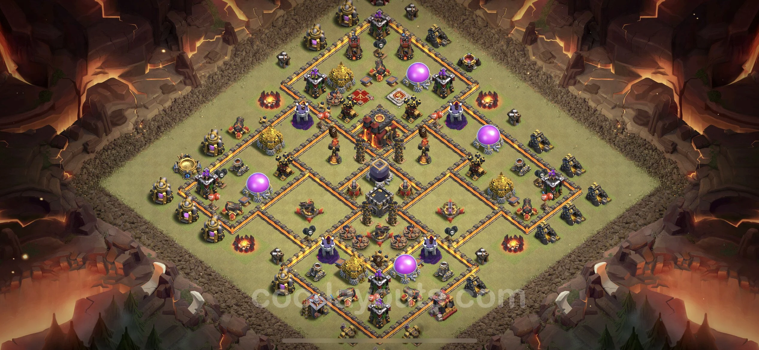 Top War Base TH10 with Link, Anti Everything, Hybrid - CWL Defence Plan - Clash of Clans - (#75)