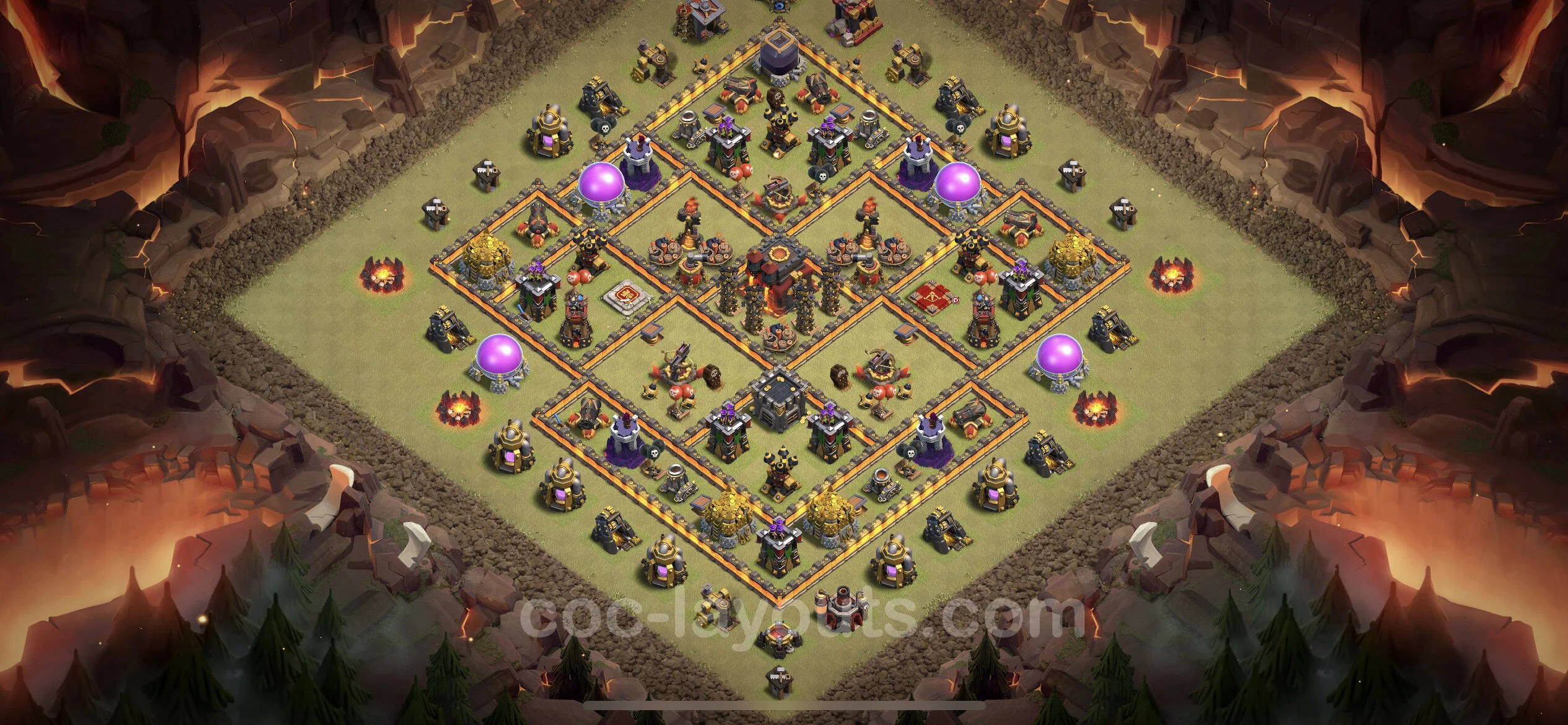 Top War Base TH10 with Link, Hybrid - Max Levels CWL Plan - Clash of Clans - (#82) — Savaş BH10
