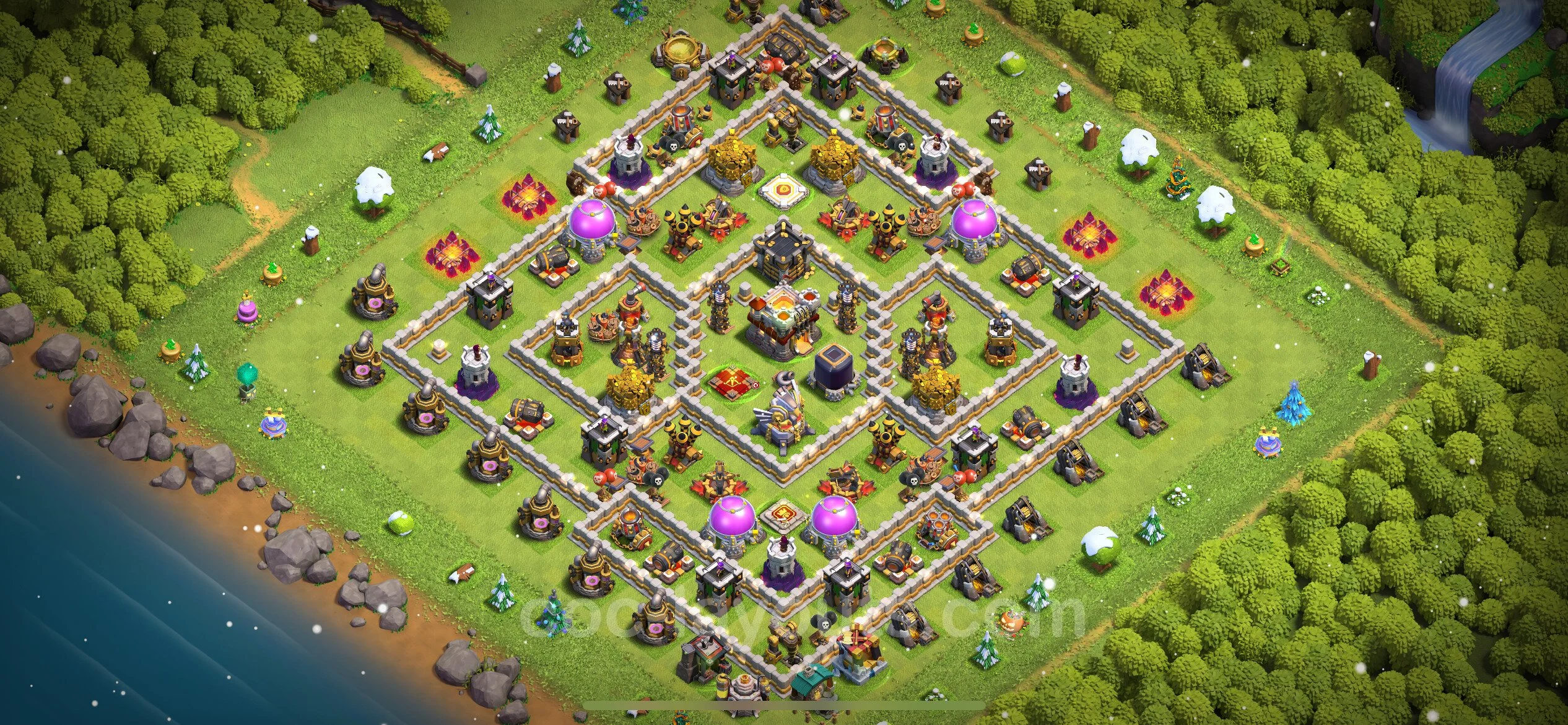Anti 2 Stars Base TH11 with Link, Hybrid - best plan / layout / design - Clash of Clans - (#101) — Défense TH11