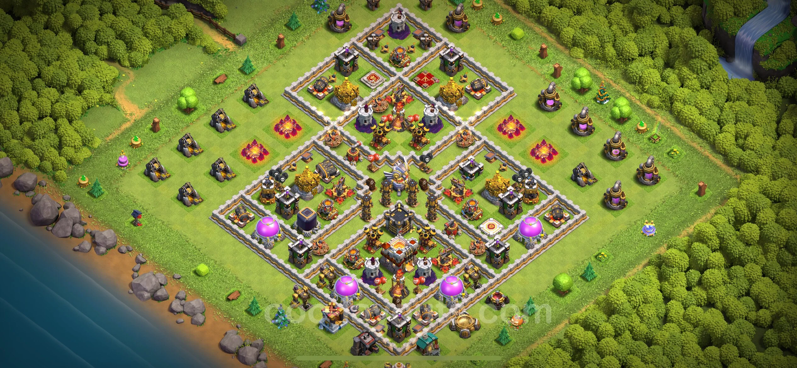 Anti 2 Stars Base TH11 with Link, Anti Everything - best plan / layout / design - Clash of Clans - (#104) — Защита TH11
