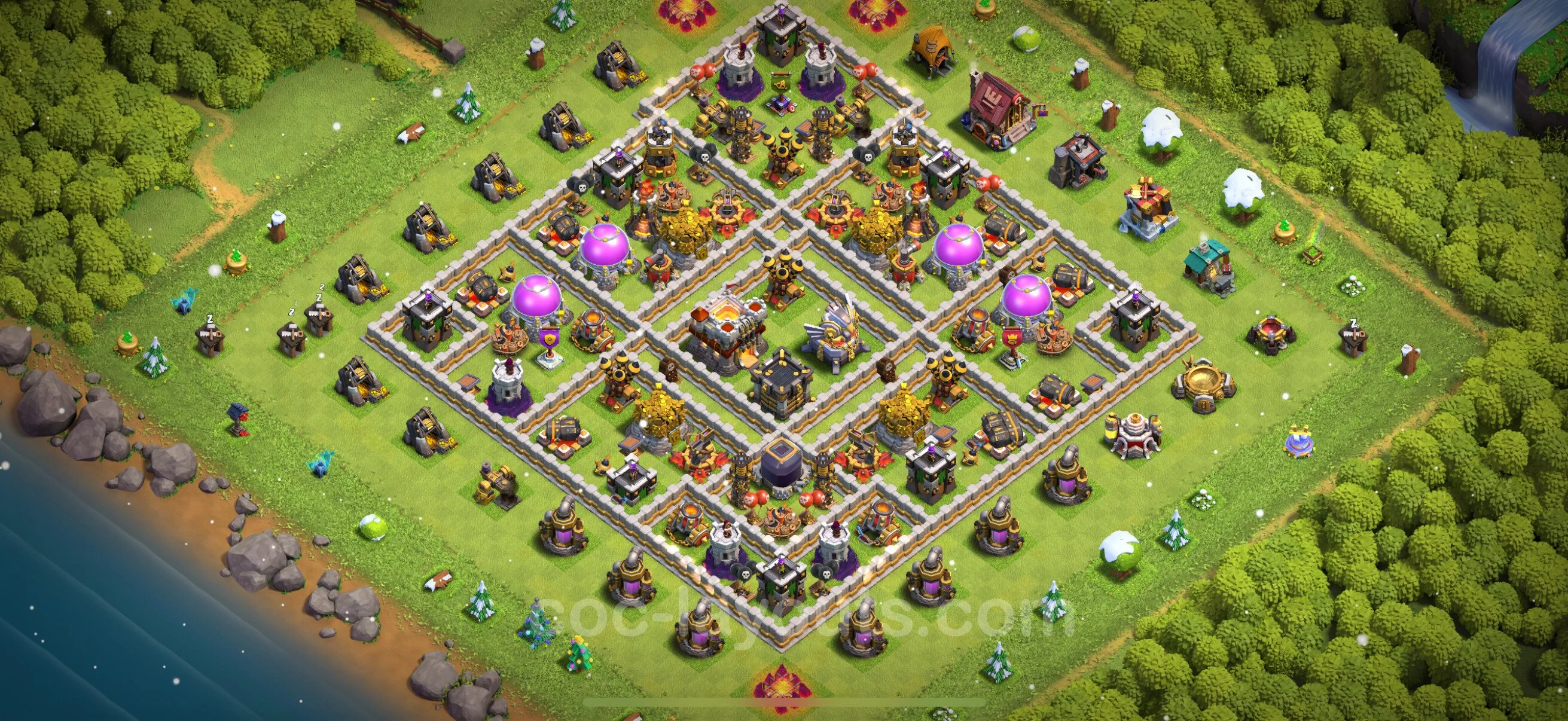 Top Base TH11 with Link, Hybrid - Anti Everything Defence Plan - Clash of Clans - (#105) — Defense TH11