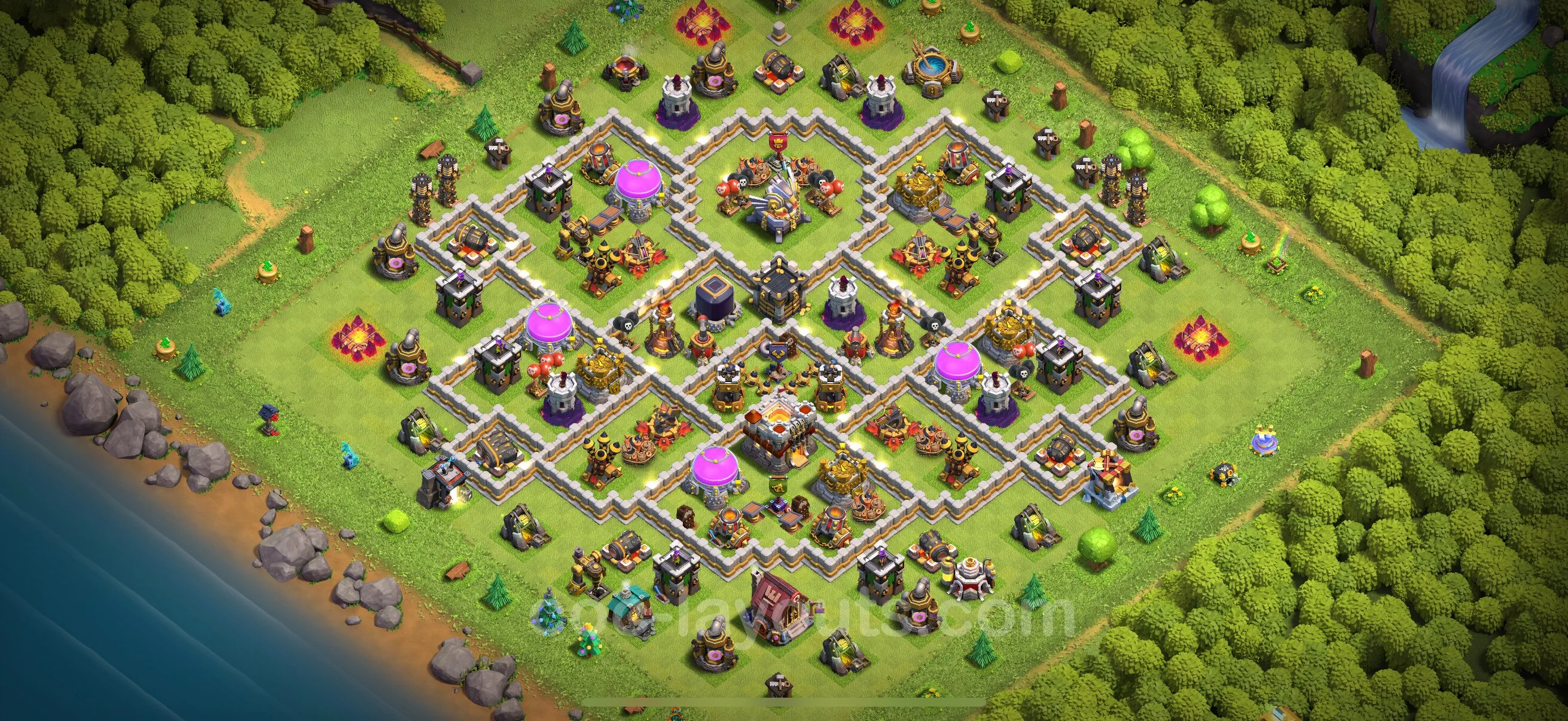 Base TH11 with Link, Hybrid Max Levels - defence plan / layout / design - Clash of Clans - (#115) — Verteidigung TH11
