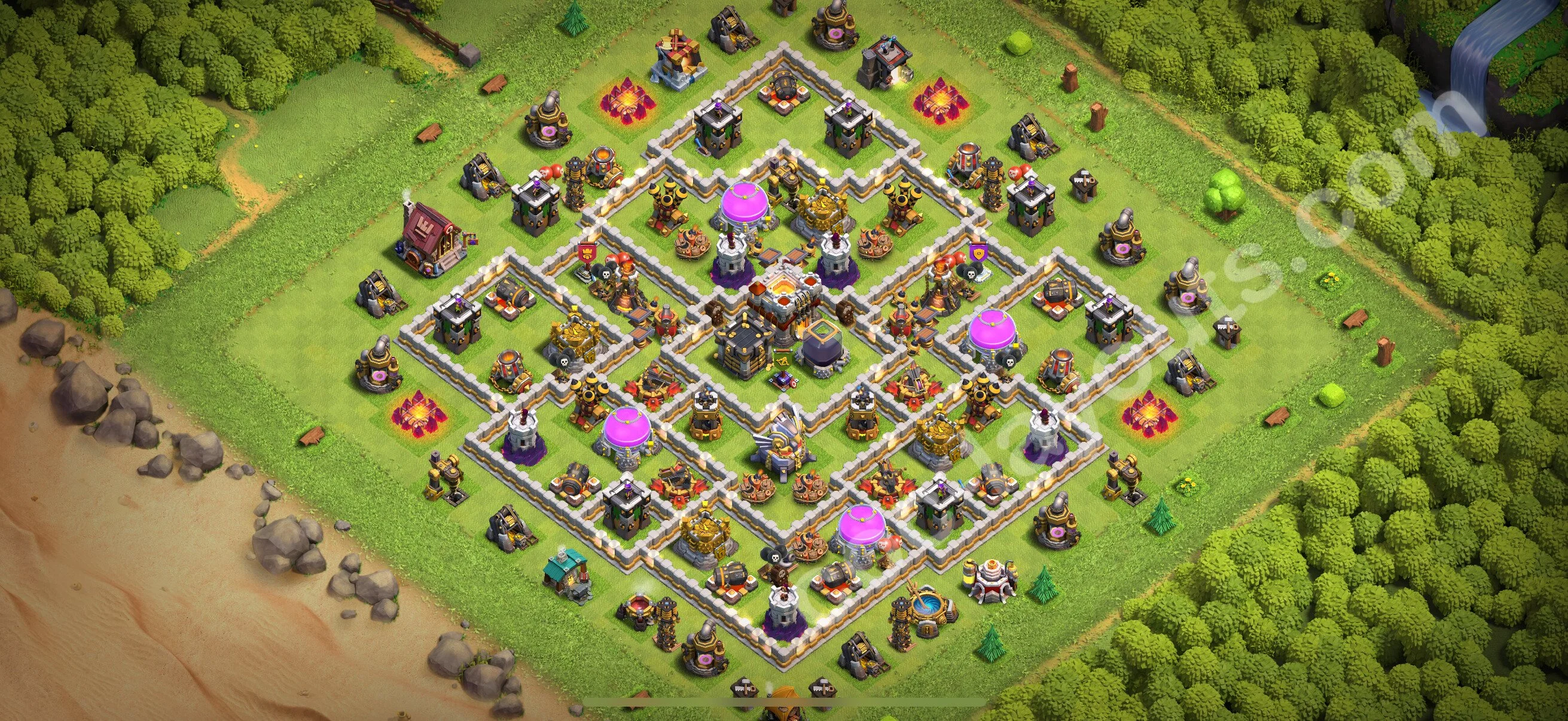 Anti 2 Stars Base TH11 with Link, Hybrid - best plan / layout / design - Clash of Clans 2026 - (#117) — Obrona TH11
