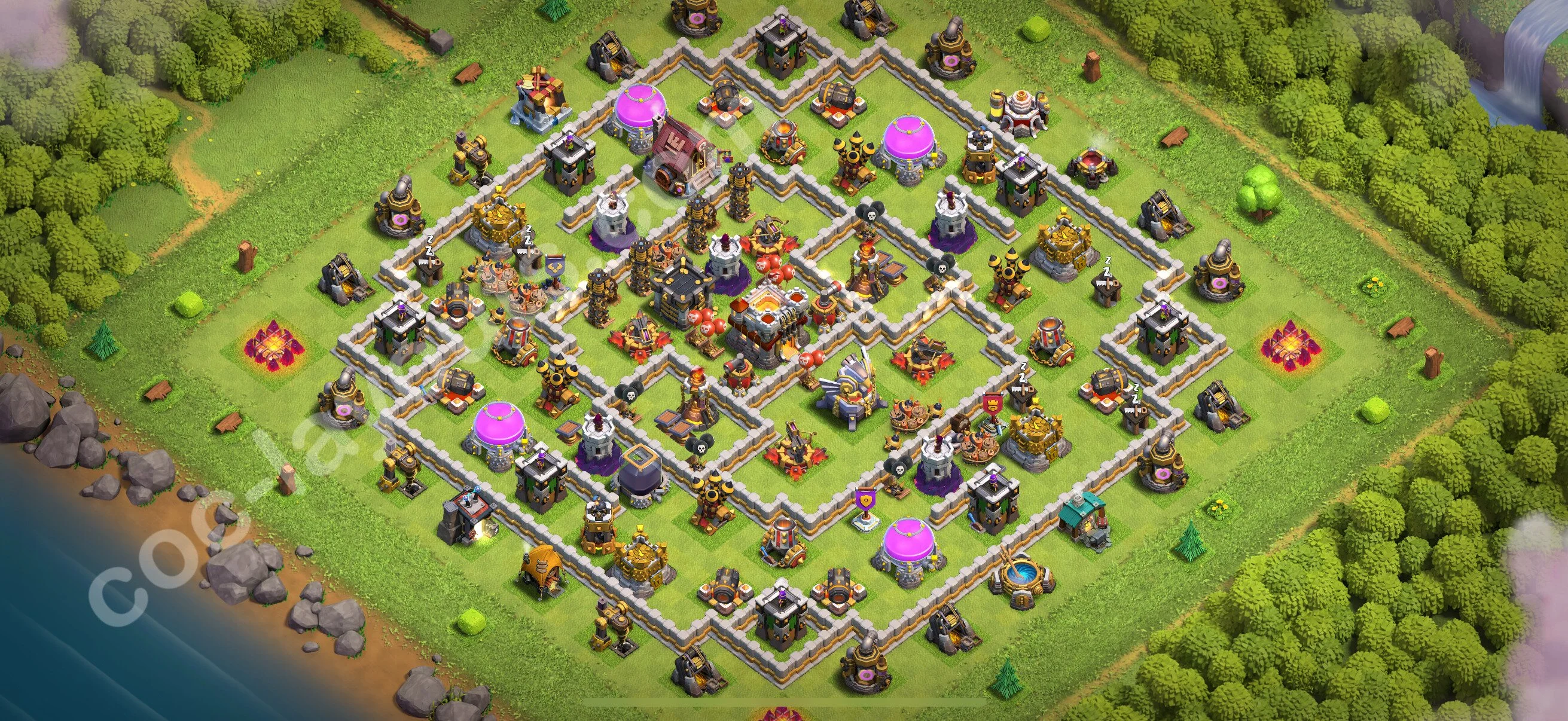 Defense (Trophy) Base TH11 with Link, Anti 2 Stars - plan / layout / design - Clash of Clans 2026 - (#130) — Захист TH11
