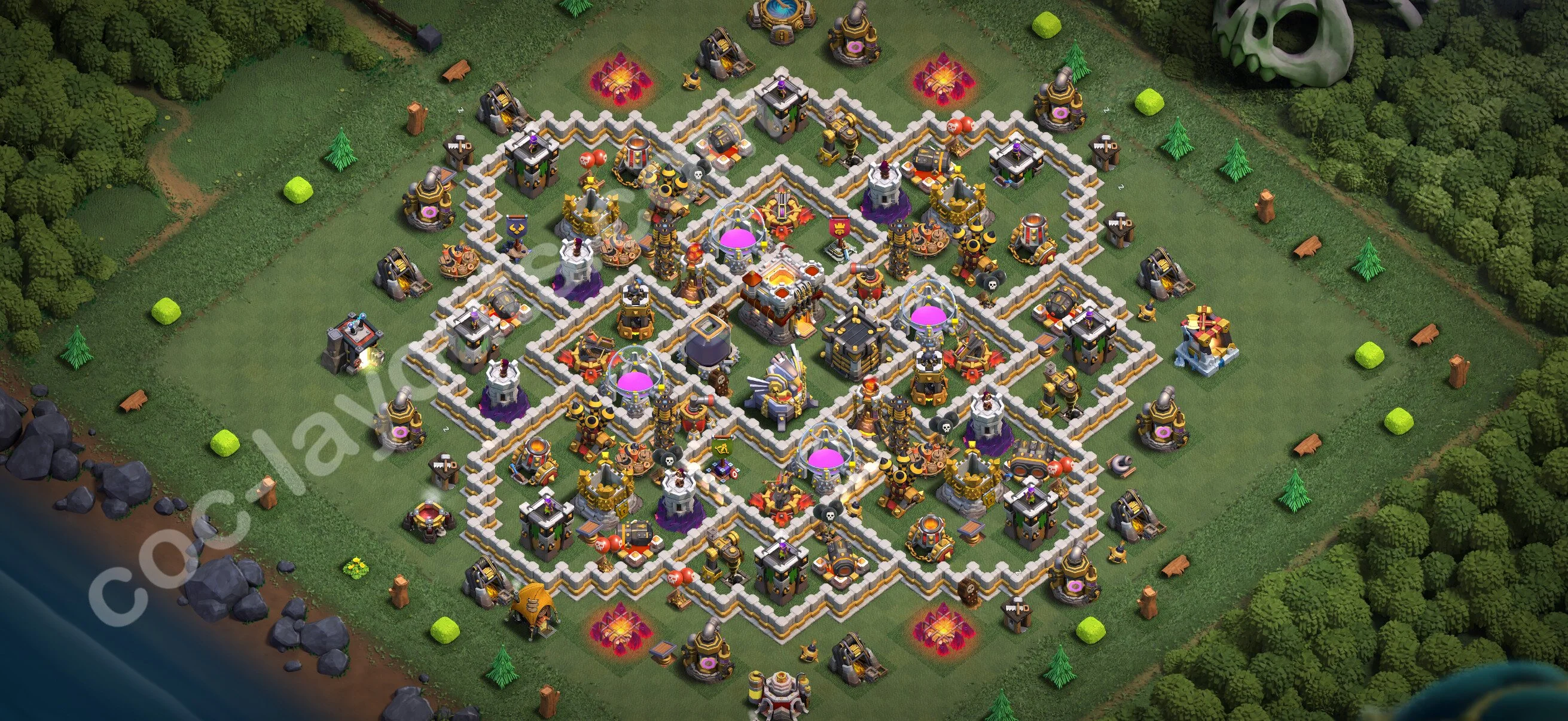 Anti 2 Stars Base TH11 with Link - best plan / layout / design - Clash of Clans 2026 - (#134) — Defense TH11