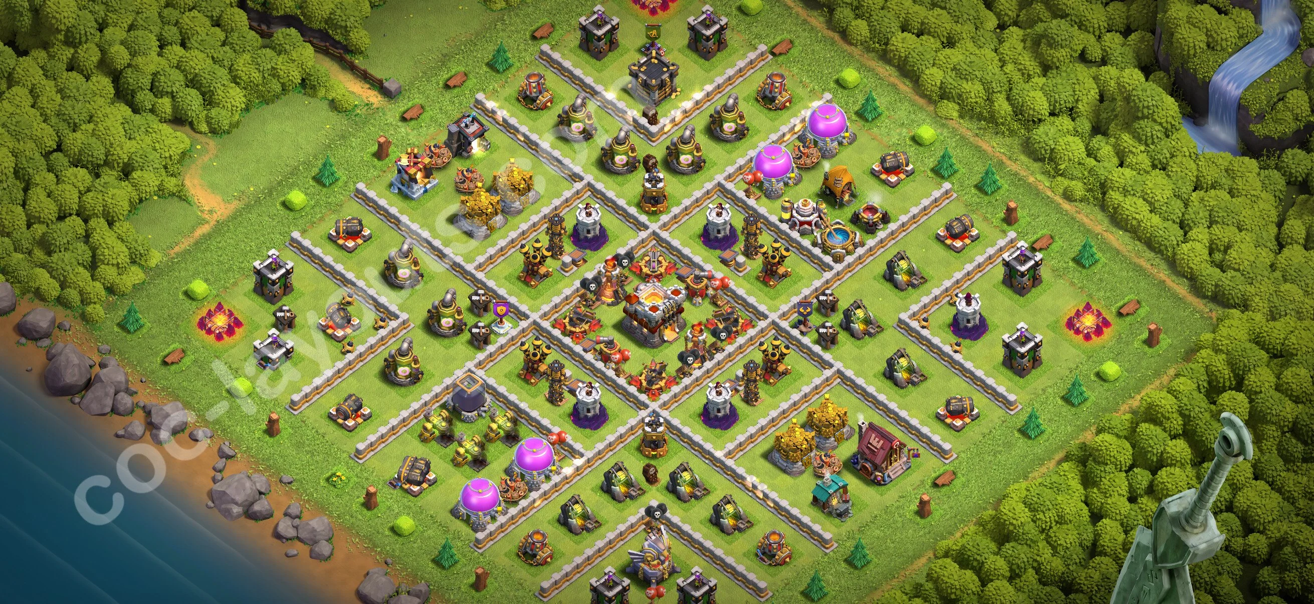 Defense (Trophy) Base TH11 with Link - plan / layout / design - Clash of Clans 2026 - (#136) — Obrona TH11