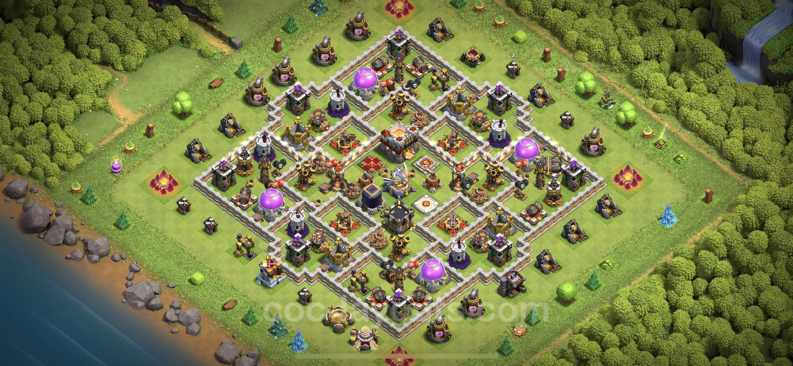 Anti 3 Stars Base TH11 with Link, Hybrid - best plan / layout / design - Clash of Clans - (#55) — Захист TH11