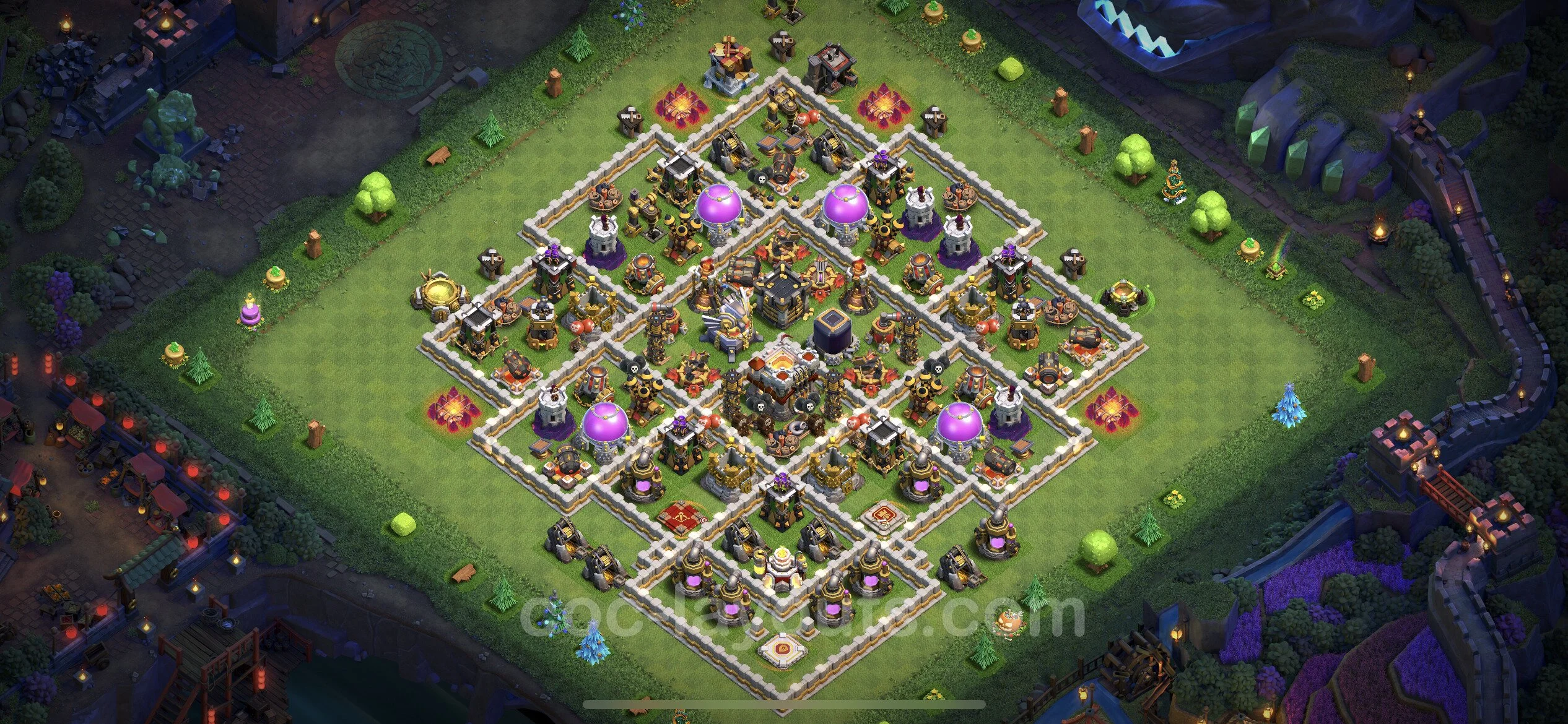 Base TH11 with Link, Hybrid - Anti Dragon Defence Plan / Anti Air - Clash of Clans - (#59) — Obrona TH11