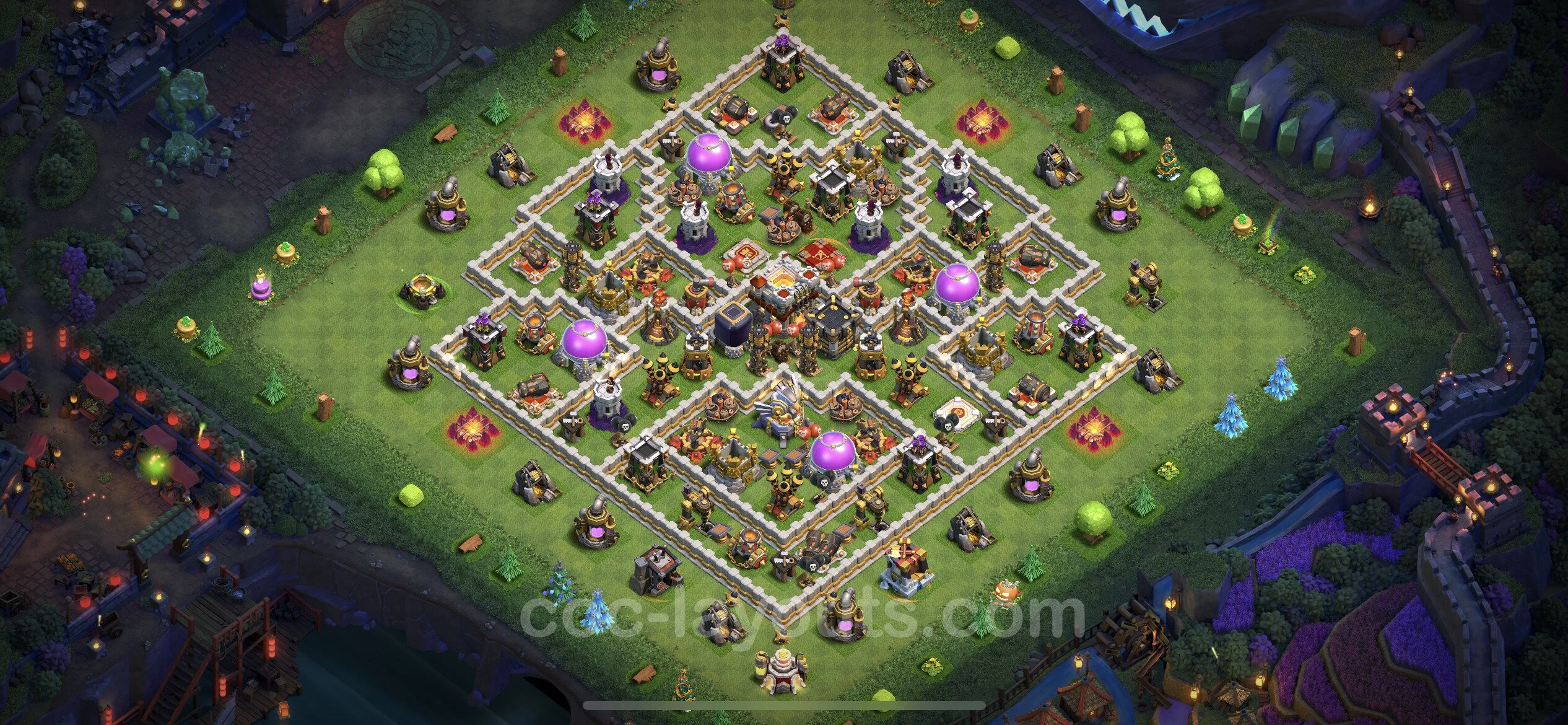 Anti 2 Stars Base TH11 with Link, Hybrid - best plan / layout / design - Clash of Clans - (#64) — Obrona TH11