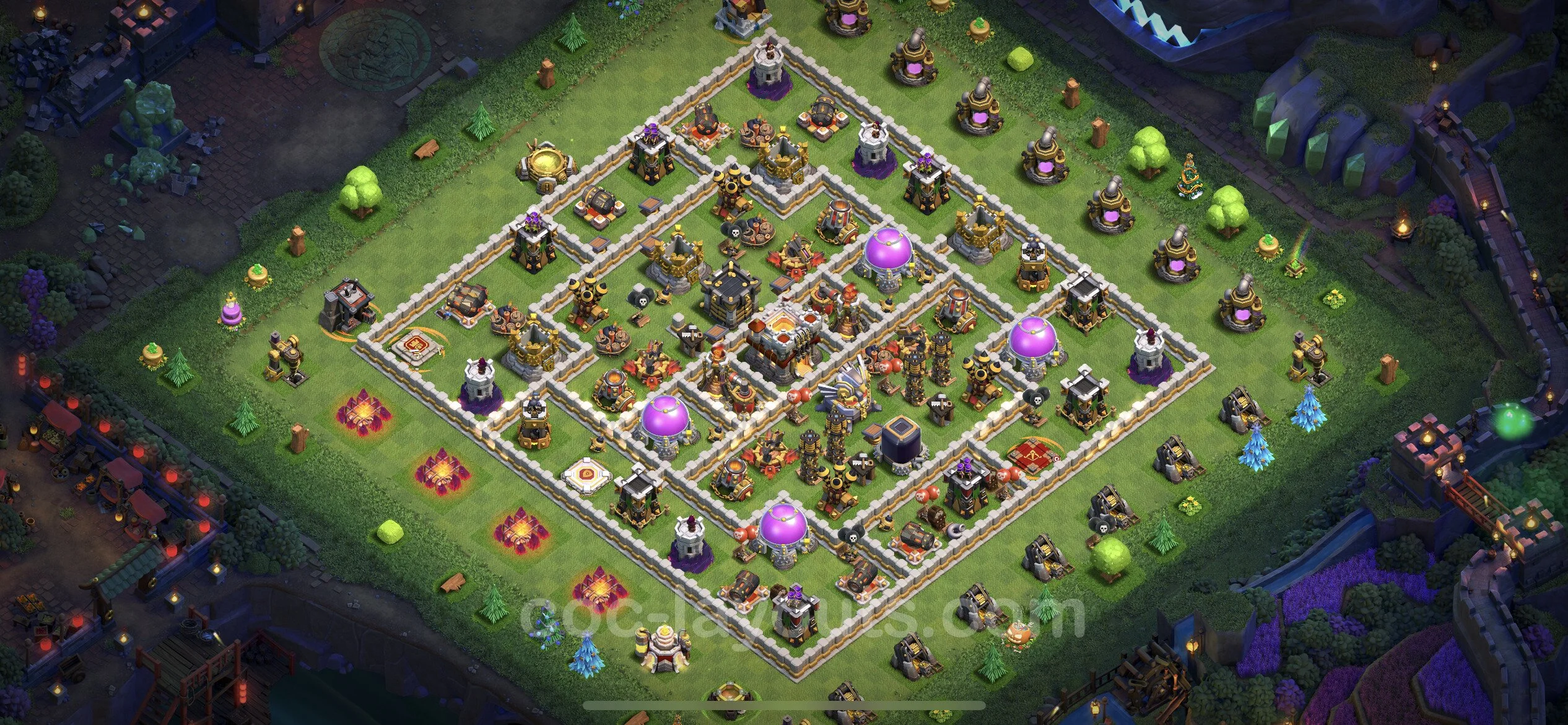 Top Base TH11 with Link, Hybrid - Anti Everything Defence Plan - Clash of Clans - (#66) — Захист TH11