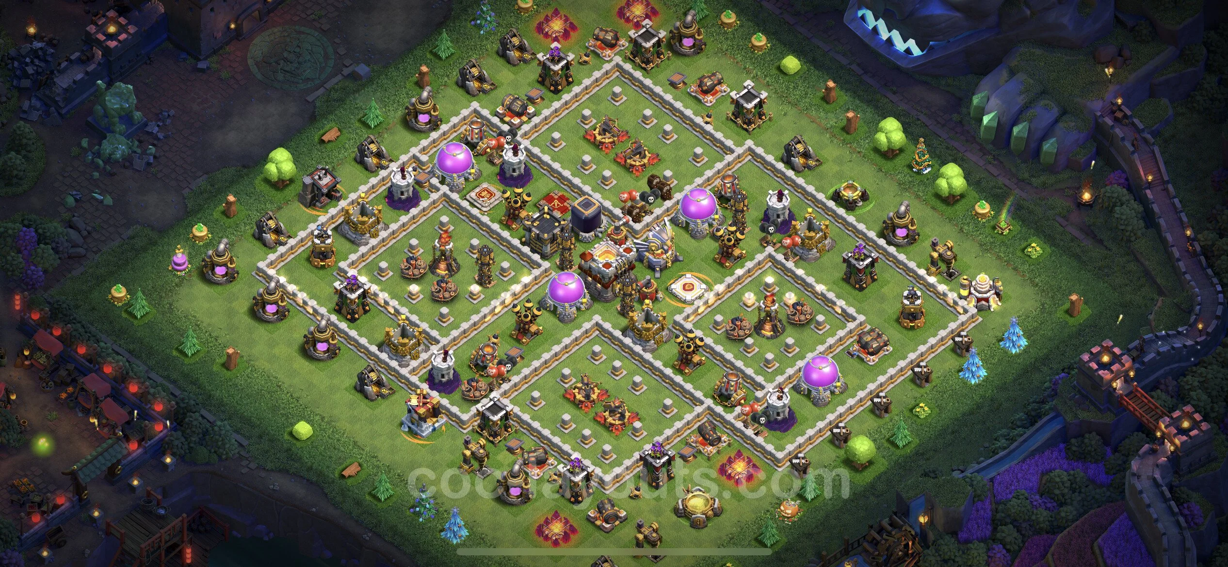 Base TH11 with Link, Hybrid Max Levels - defence plan / layout / design - Clash of Clans - (#68) — Difesa TH11