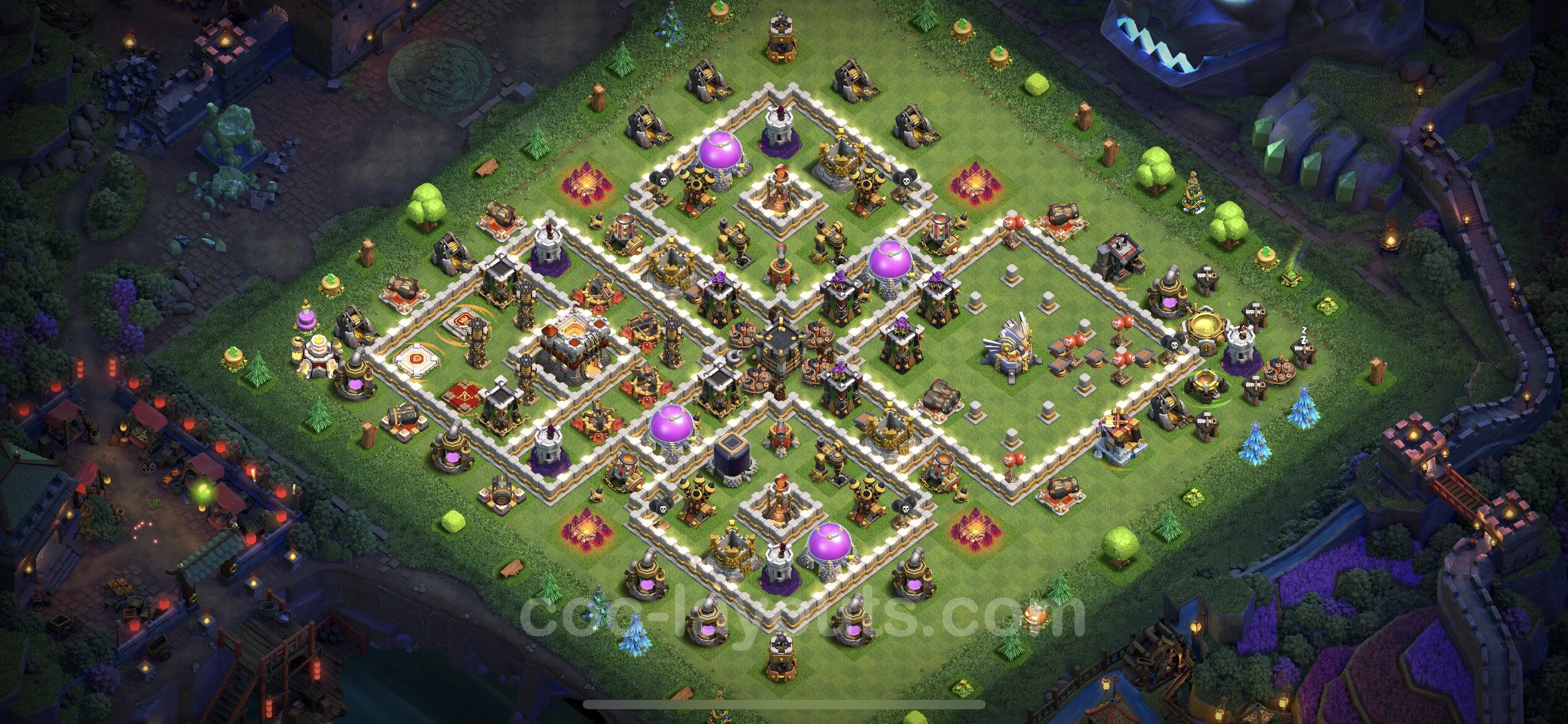 Base TH11 with Link, Hybrid Max Levels - defence plan / layout / design - Clash of Clans - (#69) — Захист TH11