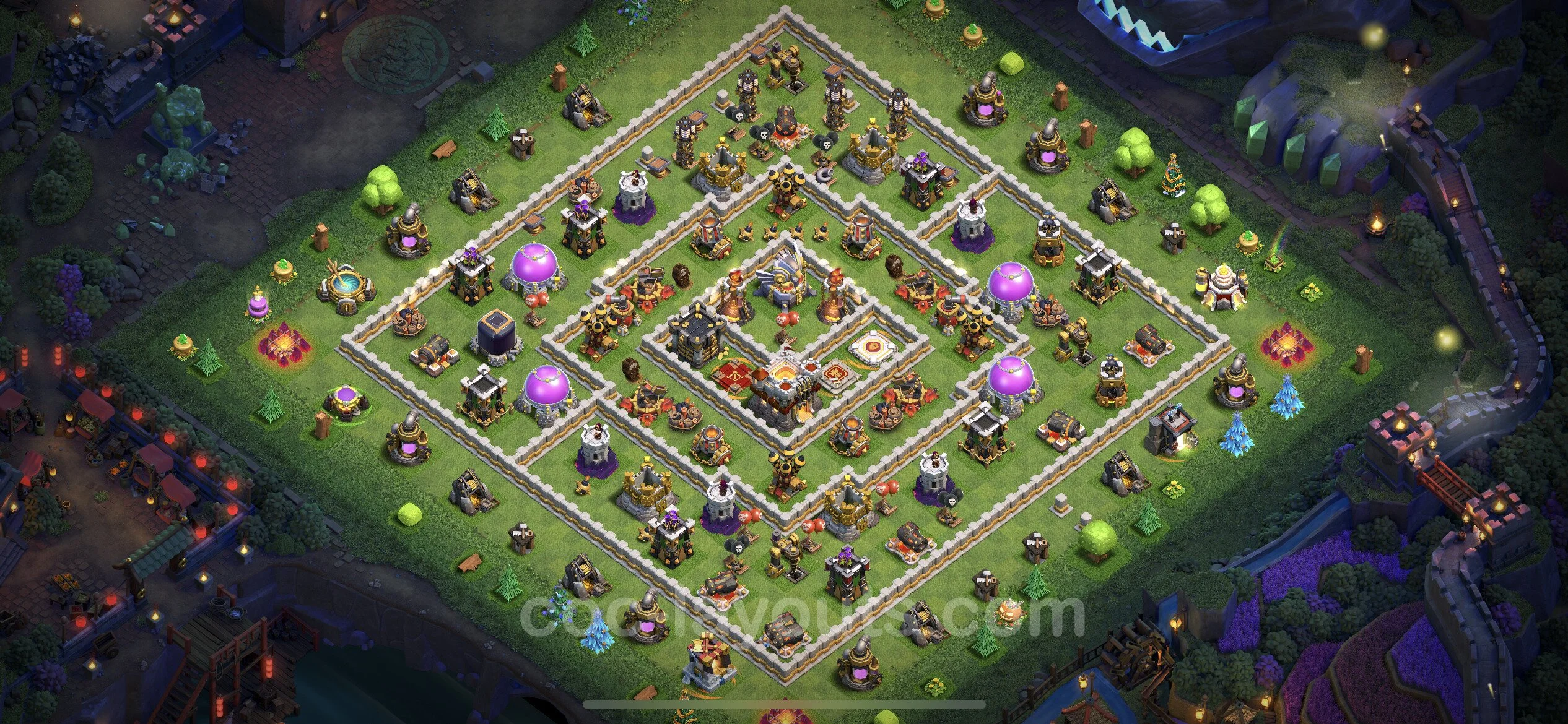 Anti 2 Stars Base TH11 with Link, Hybrid - best plan / layout / design - Clash of Clans - (#72) — Defense TH11