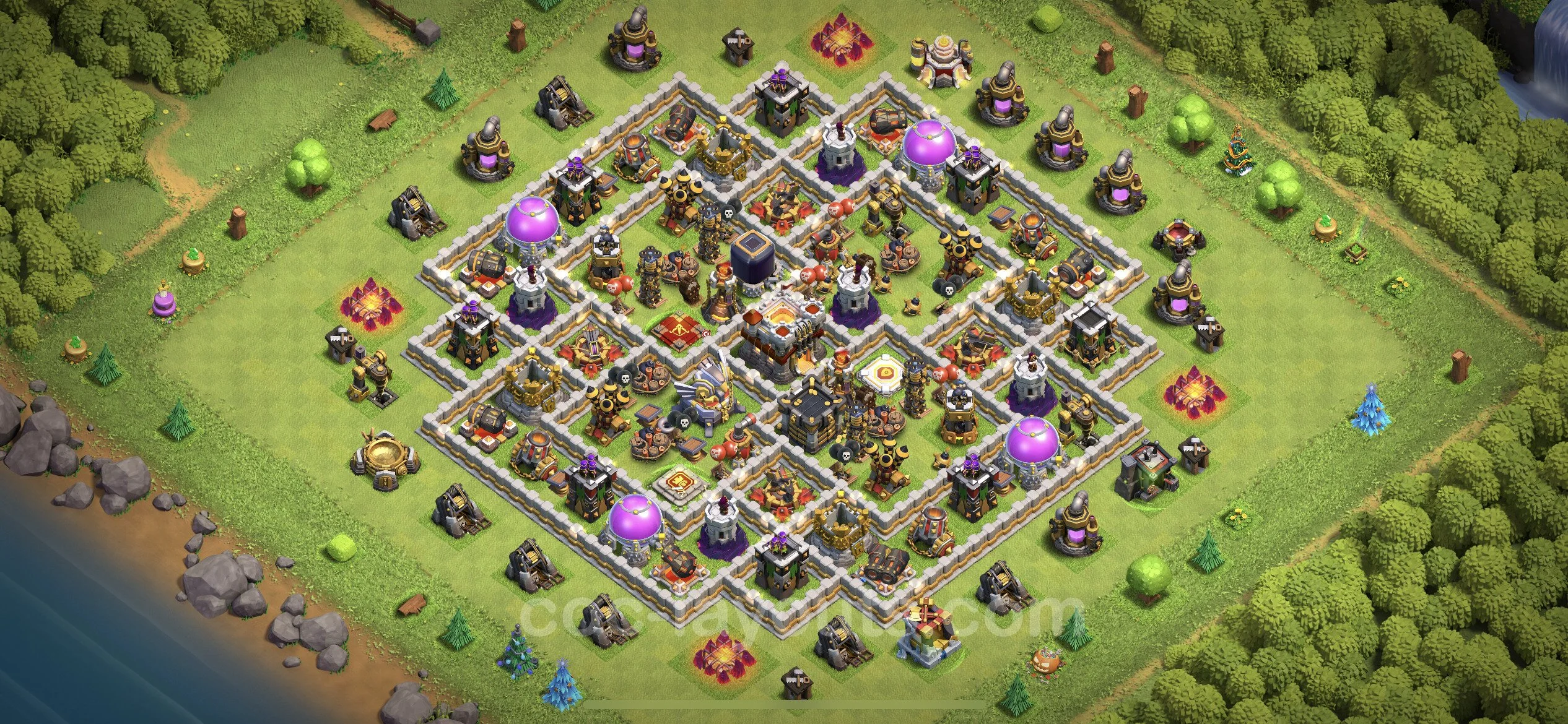 Top Base TH11 with Link, Hybrid - Anti Everything Defence Plan - Clash of Clans - (#77) — Защита TH11
