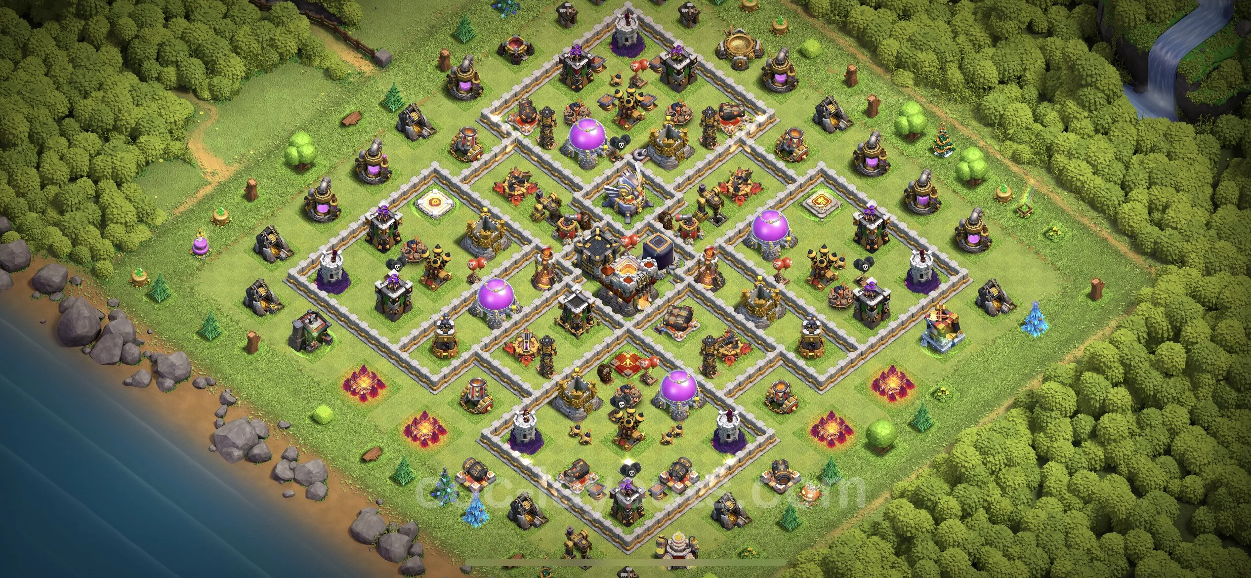 Anti 2 Stars Base TH11 with Link, Hybrid - best plan / layout / design - Clash of Clans - (#78) — Verteidigung TH11