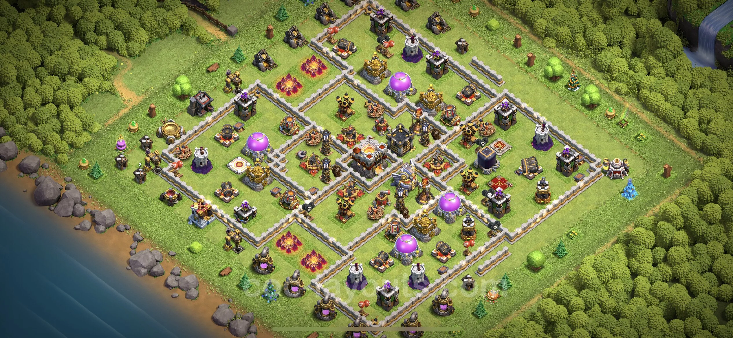 Anti 2 Stars Base TH11 with Link, Hybrid - best plan / layout / design - Clash of Clans - (#85) — Защита TH11
