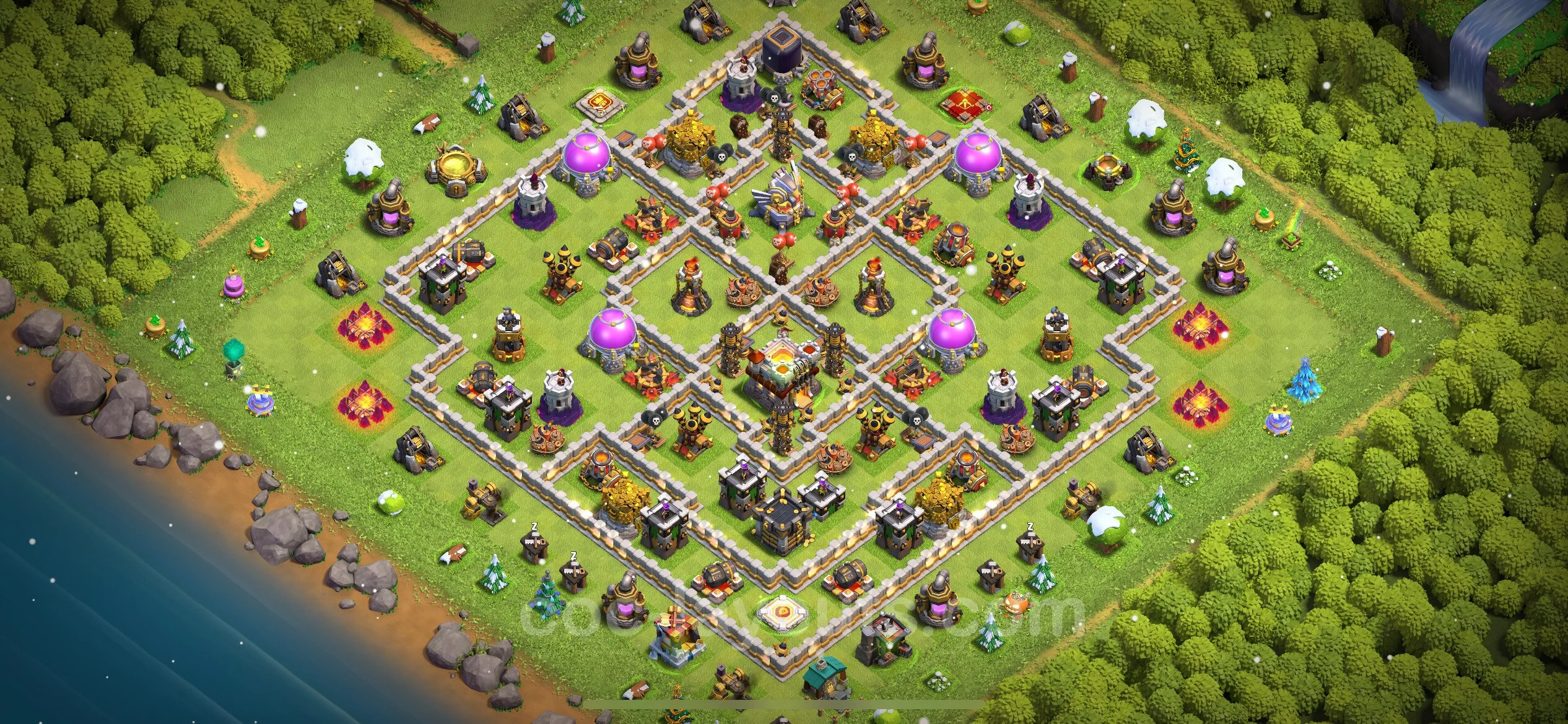Base TH11 with Link, Hybrid - Anti Dragon Defence Plan / Anti Air - Clash of Clans - (#88) — Difesa TH11